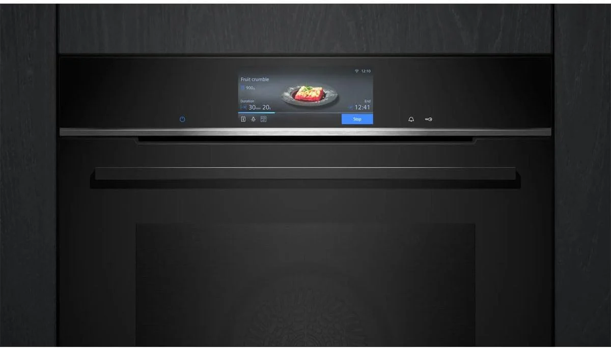 Siemens HB778G3B1,Q700 Smarter Einbau-Backofen, 60 x 60 cm, Made in Germany, Pyrolyse & Hydrolyse Selbstreinigung, Bratenthermometer, Air Fry, Backautomatik, Farbiger Touchscreen, 4D Heißluft, Schwarz - Image 2