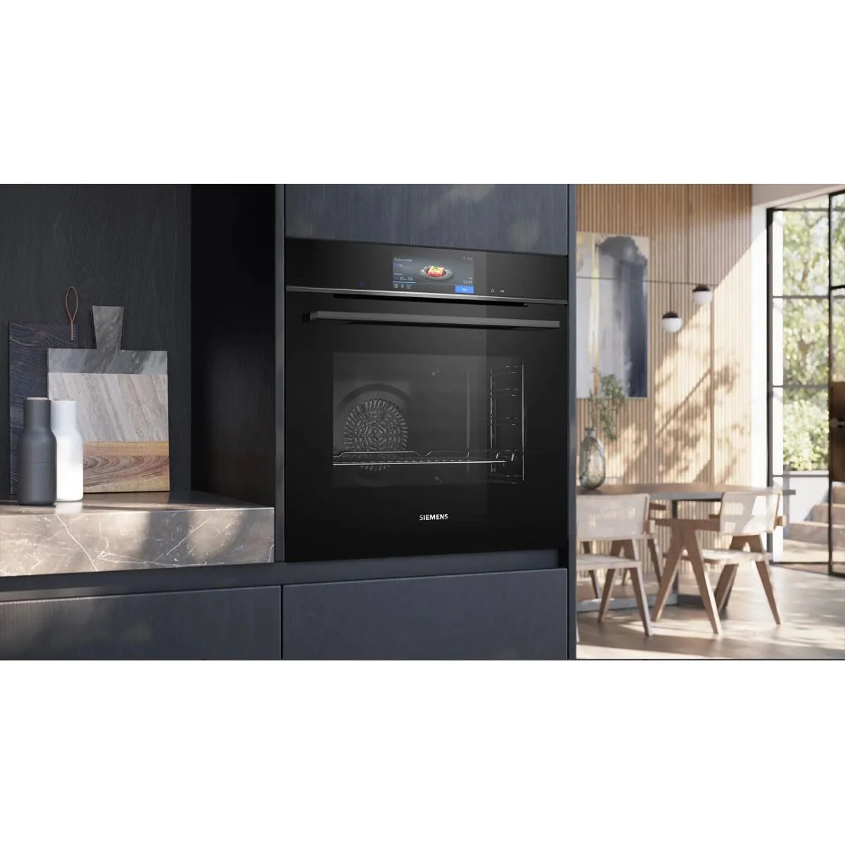 Siemens HB778G3B1,Q700 Smarter Einbau-Backofen, 60 x 60 cm, Made in Germany, Pyrolyse & Hydrolyse Selbstreinigung, Bratenthermometer, Air Fry, Backautomatik, Farbiger Touchscreen, 4D Heißluft, Schwarz - Image 6