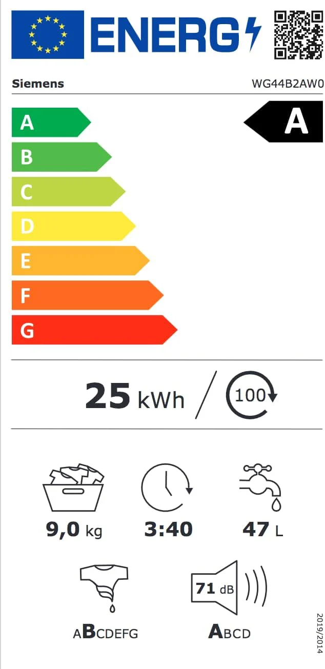 Siemens iQ700, WG44B2AW0, Smarte Waschmaschine 9 kg, Frontlader, 1400 UpM, speedPack XL, Antiflecken-System, i-Dos mit Waschmittel-Scan, smartFinish, Mini Load für Einzelteile, schonende Wäschepflege - Image 8
