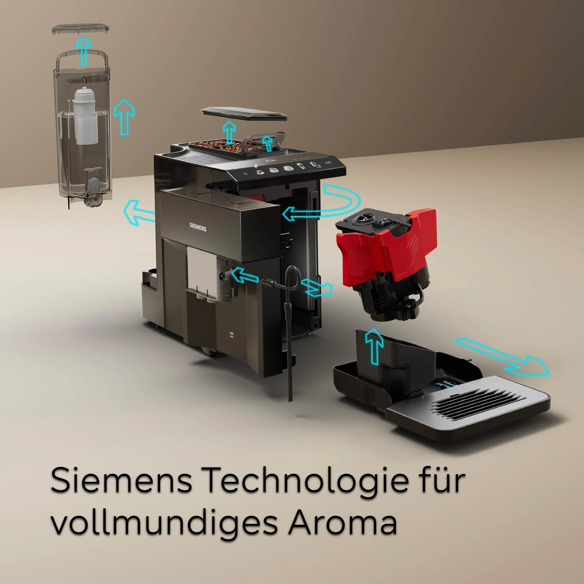 Siemens Kaffeevollautomat EQ500 classic, farbiges TFT-Display, 5 Kaffee- und Milchgetränke, Doppeltassenfunktion, einfache Reinigung, entnehmbare Brüheinheit, mit Milchschlauch, Schwarz, TP511E19 - Image 5