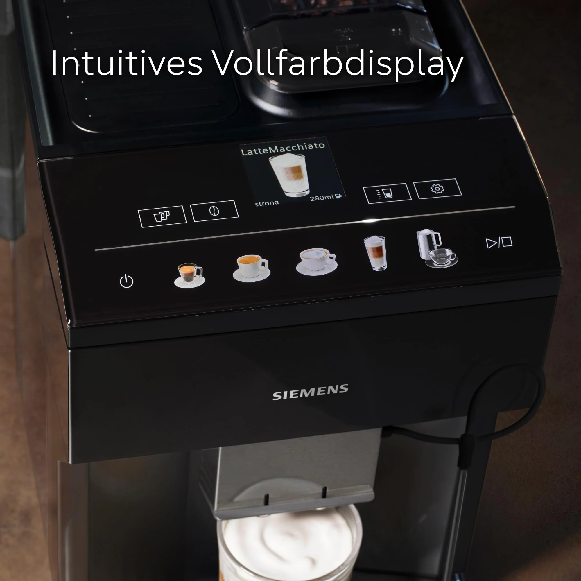 Siemens Kaffeevollautomat EQ500 classic, farbiges TFT-Display, 5 Kaffee- und Milchgetränke, Doppeltassenfunktion, einfache Reinigung, entnehmbare Brüheinheit, mit Milchschlauch, Schwarz, TP511E19 - Image 8