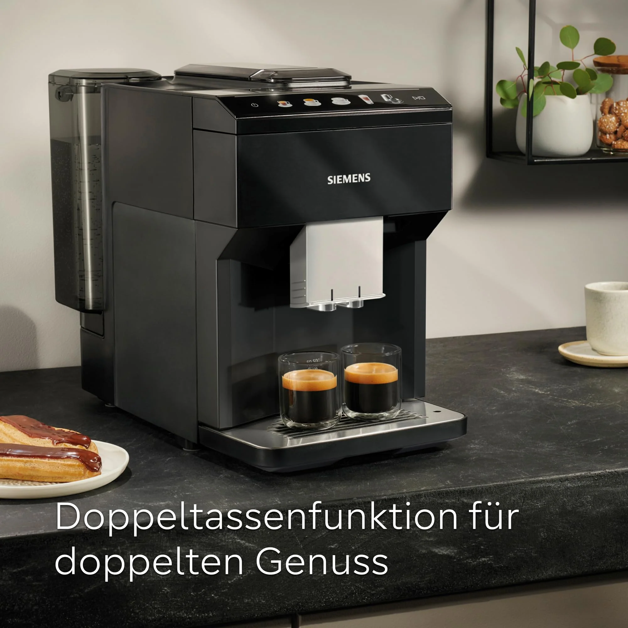 Siemens Kaffeevollautomat EQ500 classic, farbiges TFT-Display, 5 Kaffee- und Milchgetränke, Doppeltassenfunktion, einfache Reinigung, entnehmbare Brüheinheit, mit Milchschlauch, Schwarz, TP511E19 - Image 9