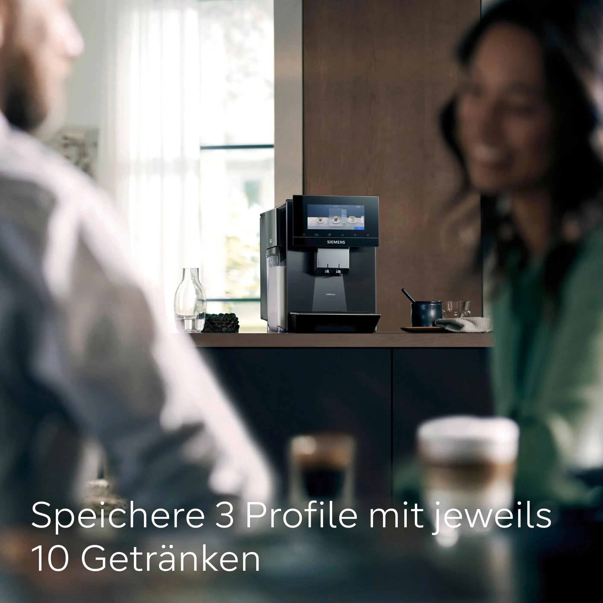 SIEMENS Kaffeevollautomat EQ900, großes farbiges TFT-Display, 36 Heiß- und Kaltgetränke, Cold Brew, super leise, Keramikmahlwerk, Doppeltassenfunktion, Steuerung per App, Edelstahl, TQ905D03 - Image 11