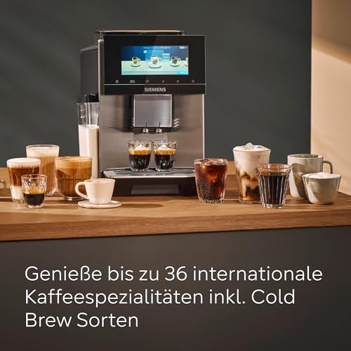 SIEMENS Kaffeevollautomat EQ900, großes farbiges TFT-Display, 36 Heiß- und Kaltgetränke, Cold Brew, super leise, Keramikmahlwerk, Doppeltassenfunktion, Steuerung per App, Edelstahl, TQ905D03 - Image 4