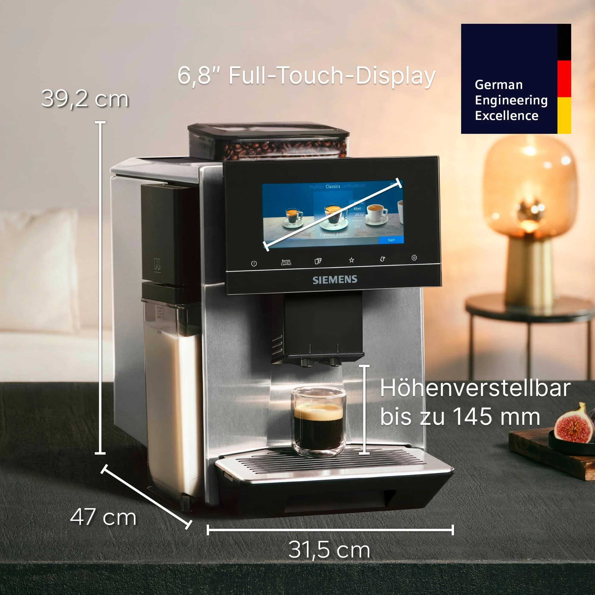 Siemens Kaffeevollautomat EQ900 plus, großes farbiges TFT-Display, autom. Reinigungsystem via Kartuschen, 36 Heiß- und Kaltgetränke, Cold Brew, Doppeltassenfunktion, super leise, Edelstahl, TQ903DZ3 - Image 16