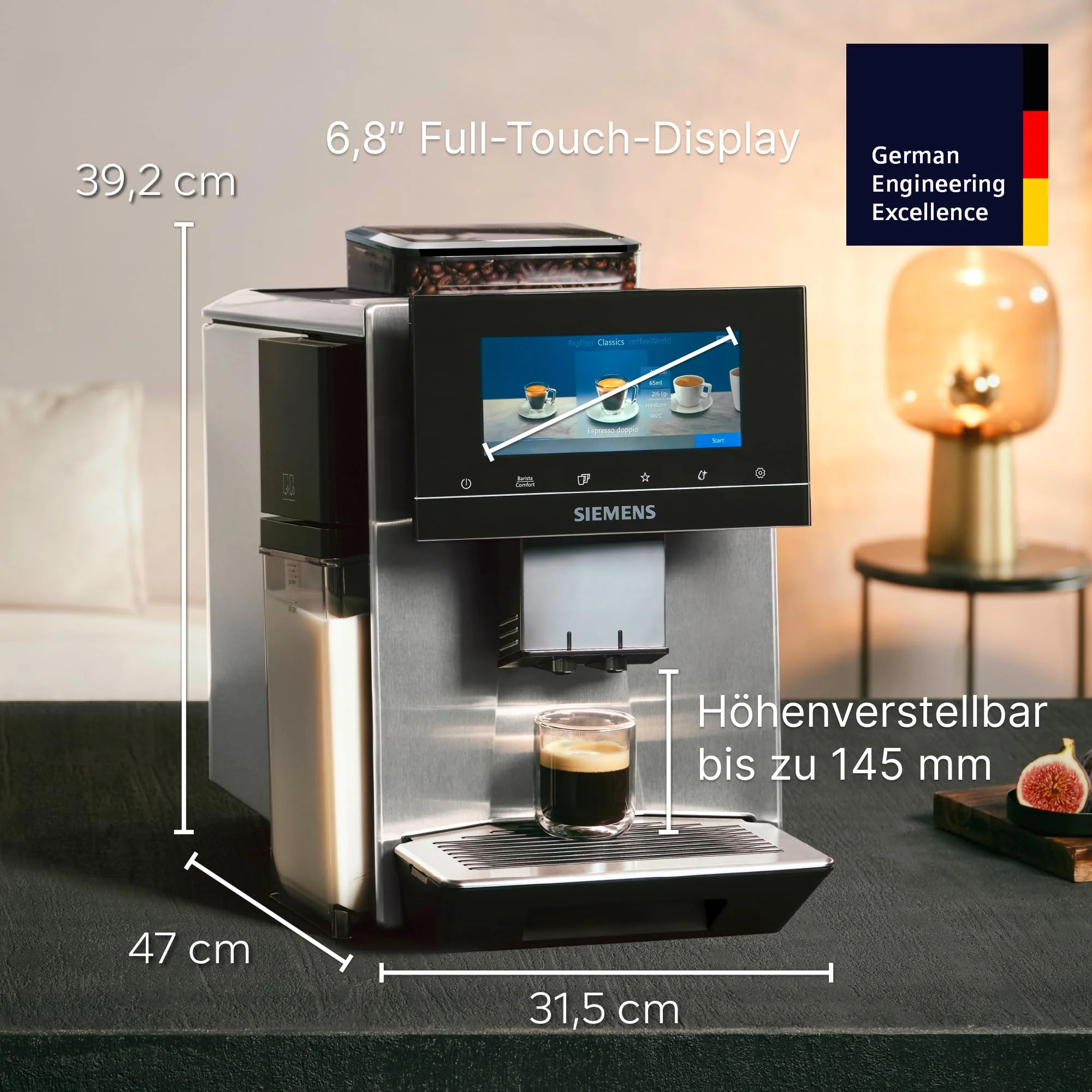 Siemens Kaffeevollautomat EQ900 plus, großes farbiges TFT-Display, autom. Reinigungsystem via Kartuschen, 36 Heiß- und Kaltgetränke, Cold Brew, Doppeltassenfunktion, super leise, Edelstahl, TQ905DZ3 - Image 17