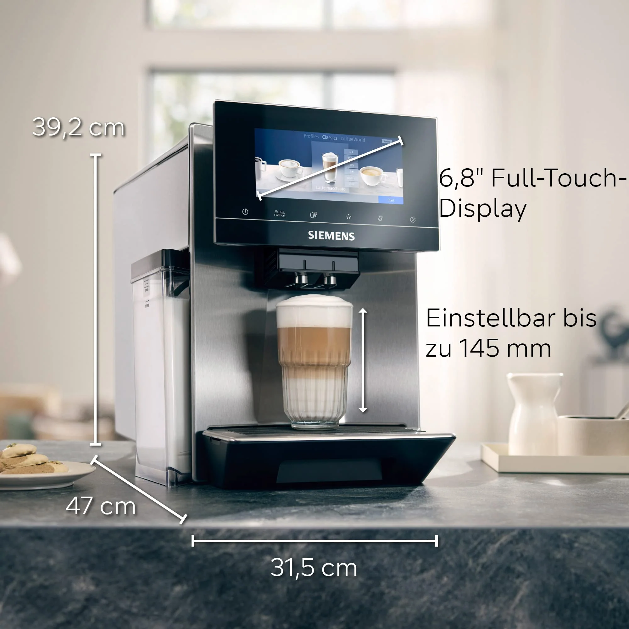 Siemens Kaffeevollautomat EQ900 TQ905D03, App-Steuerung & Milchbehälter-Adapter TZ70001, zur Nutzung externer Milchbehältnisse - Image 6
