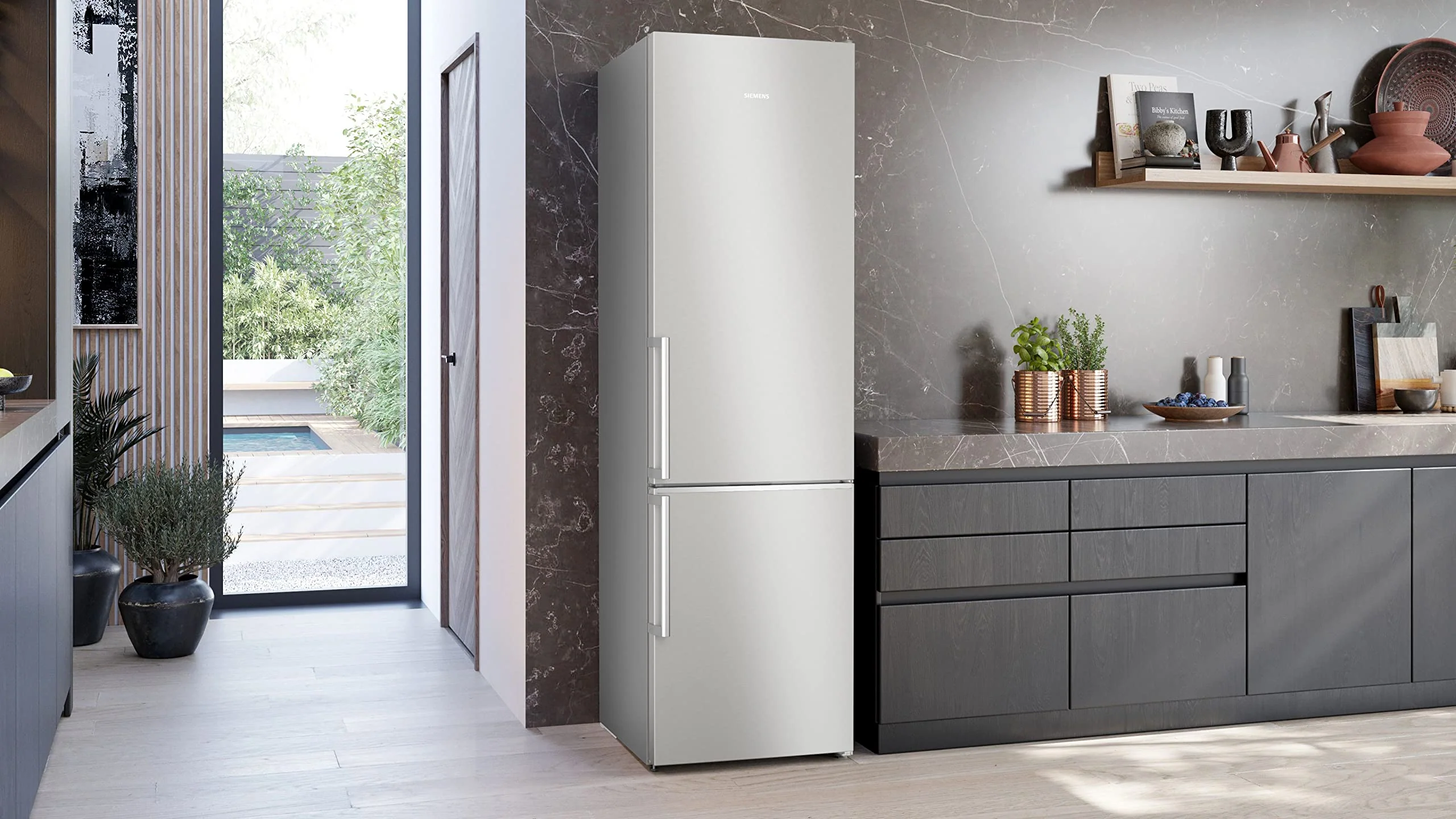 SIEMENS KG39NAIAT Stand-Kühl-Gefrier-Kombination iQ500, freistehende Kühlkombination mit Gefrierbereich unten 203x60 cm, 260L Kühlen, 103L Gefrieren, NoFrost, hyperFresh, bottleCooler, Edelstahl - Image 14