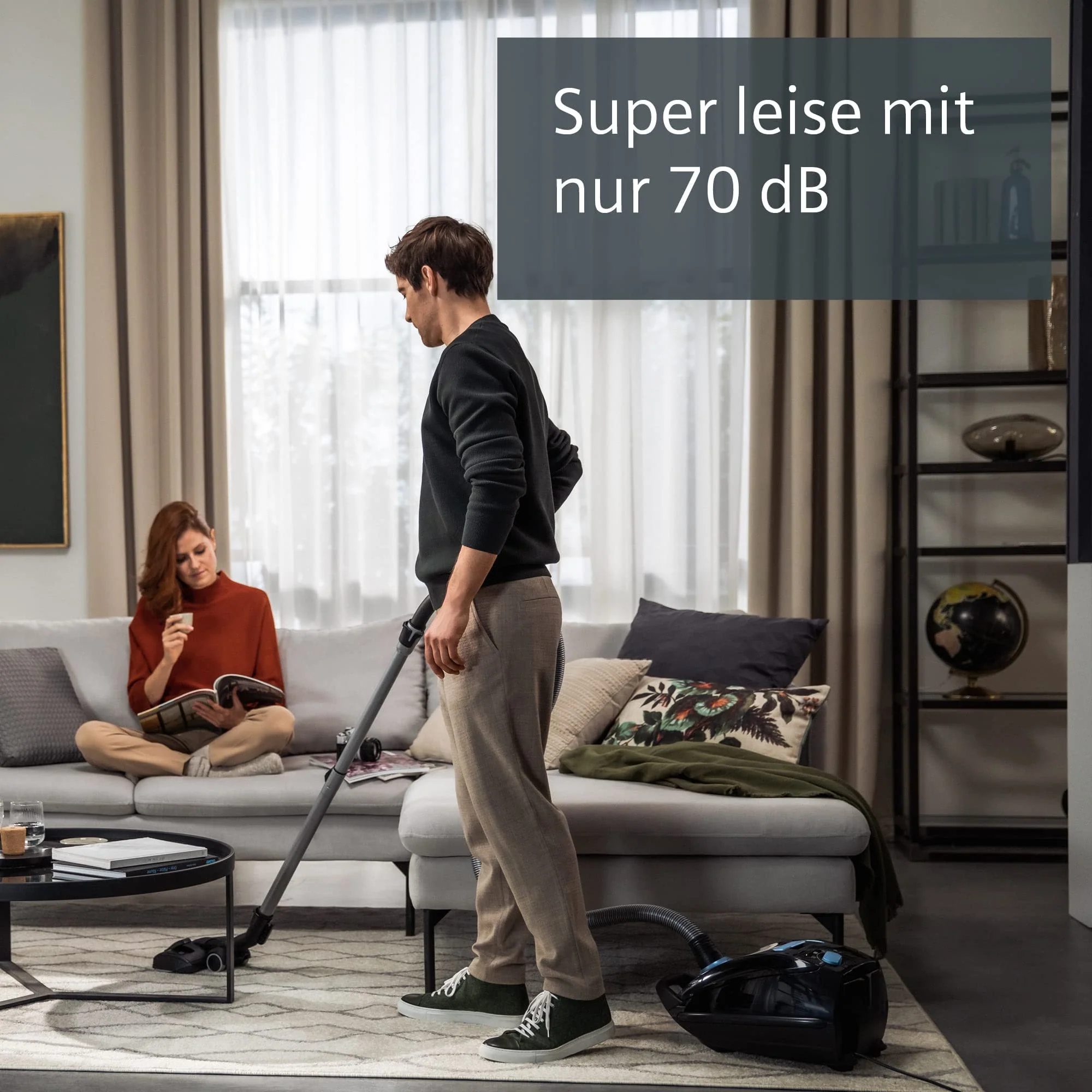 Siemens Staubsauger mit Beutel Q5.0 extreme silencePower VSQ5X1230, Bodenstaubsauger, ideal für Allergiker, Hygiene-Filter, starke Saugleistung, Bodendüse für Parkett, Teppich, Fliesen, 850 W, schwarz - Image 2