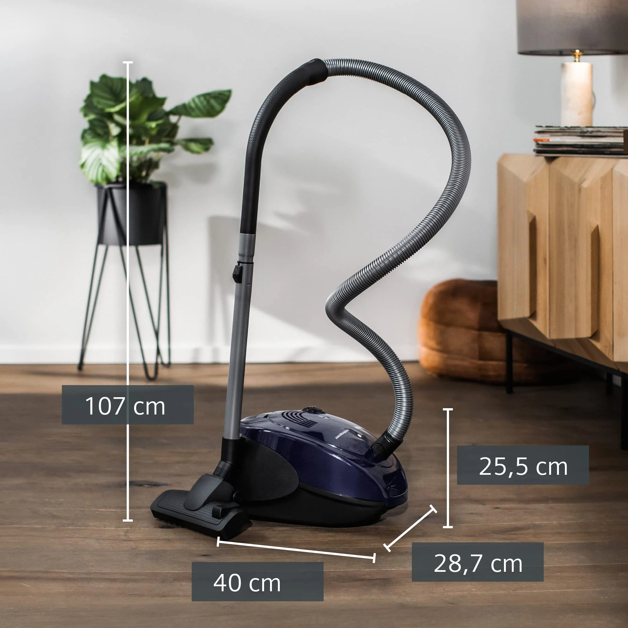Siemens Staubsauger mit Beutel synchropower VS06B1110, Bodenstaubsauger, Hygiene-Filter, Bodendüse für Hartboden und Teppich, starke Saugleistung, langes Kabel, Fugendüse, 700 W, blau - Image 6