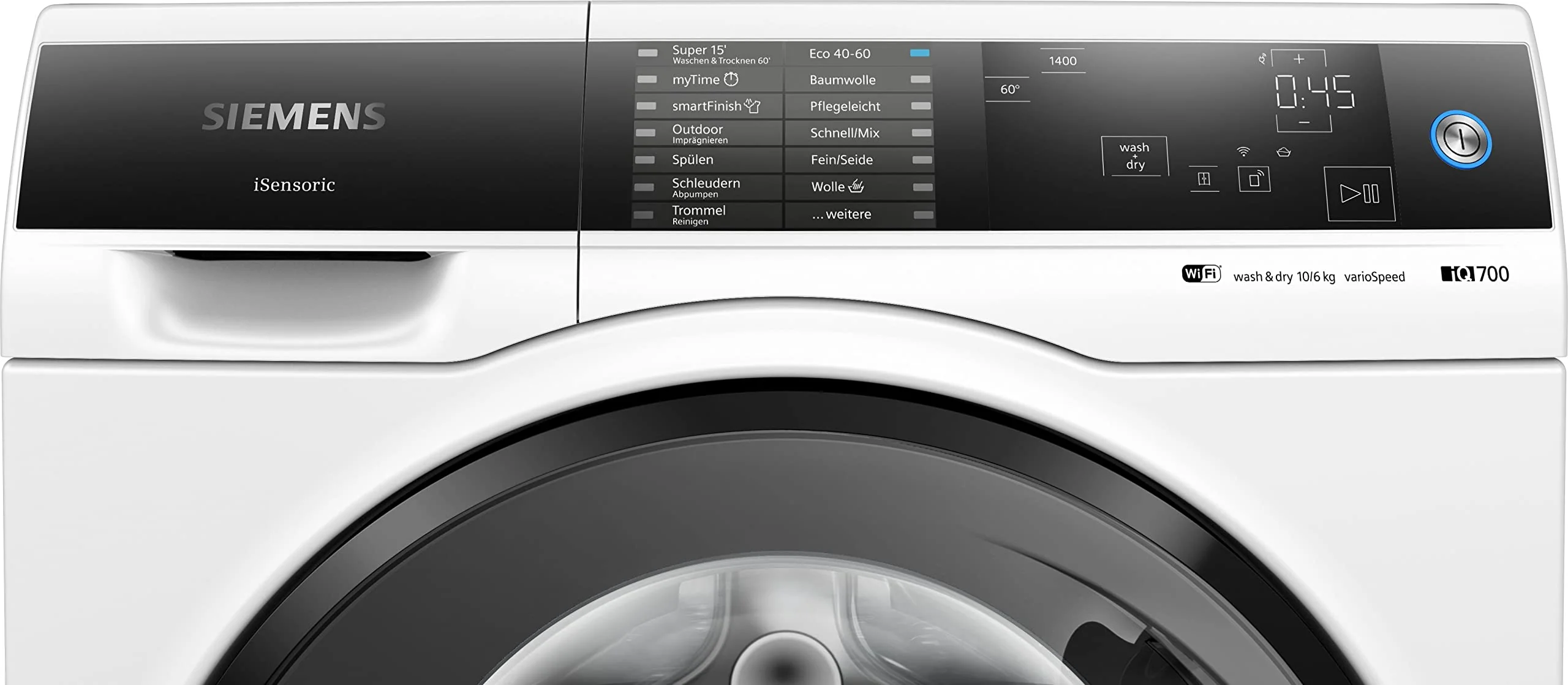 Siemens WD14U513 Waschtrockner iQ700, Frontlader mit 10-6kg Fassungsvermögen, 1400 UpM, HomeConnect, smartFinish, autoDry, speedPack XL, Weiß, 60cm - Image 5