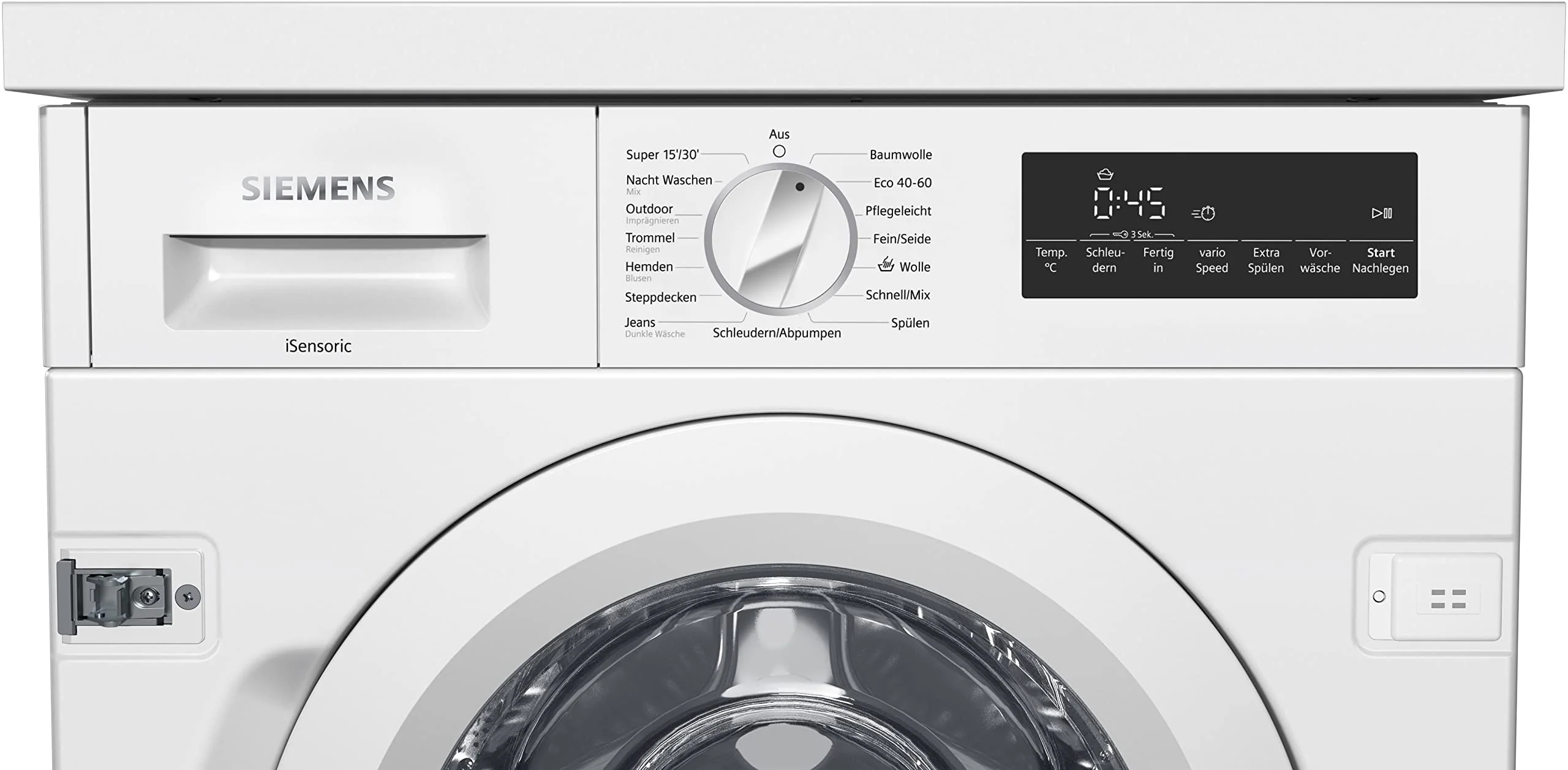 Siemens WI14W443 Einbau-Waschmaschine iQ700, Frontlader mit 8kg Fassungsvermögen, 1400 UpM, speedPack L, LED-Display, timeLight, Weiß, 60cm - Image 10