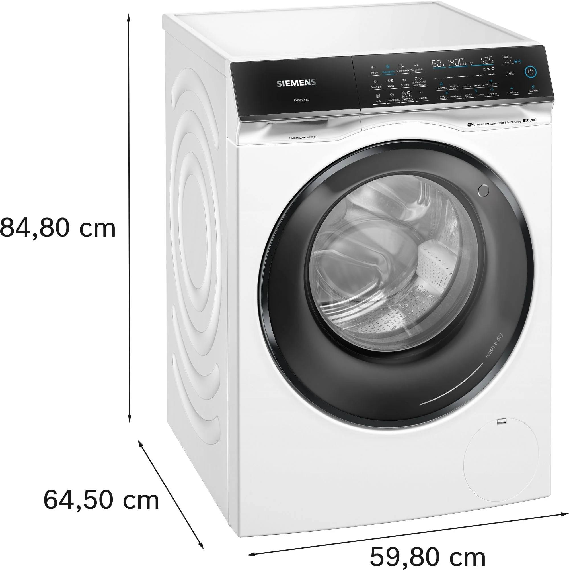 Siemens WN54C2A40, iQ700 Smarter Waschtrockner 10,5-6 kg, i-Dos - automatische Dosierung, smartFinish - reduziert Falten mit Dampf, aquaStop, autoDry-Technologie, varioSpeed Beschleunigung - Image 6