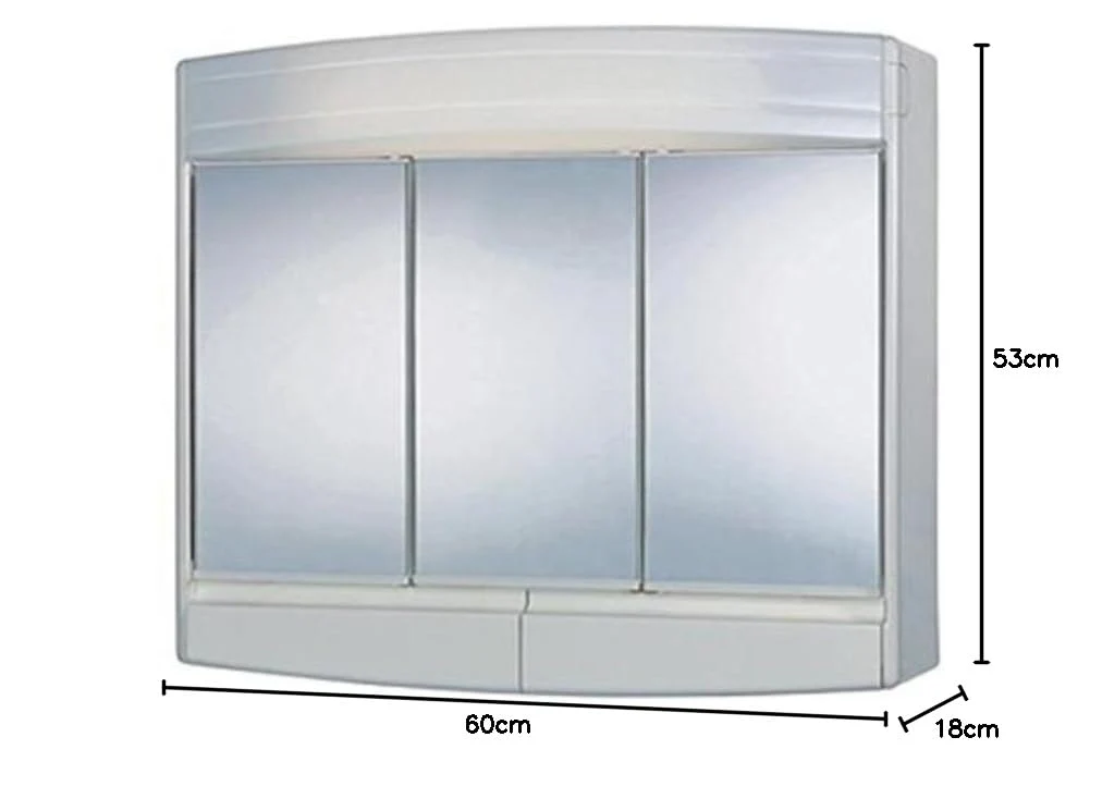 Sieper Spiegelschrank Topas Eco mit LED Beleuchtung 60 cm breit, Kunststoff Spiegelschrank in Weiß inkl. Steckdose - Image 2