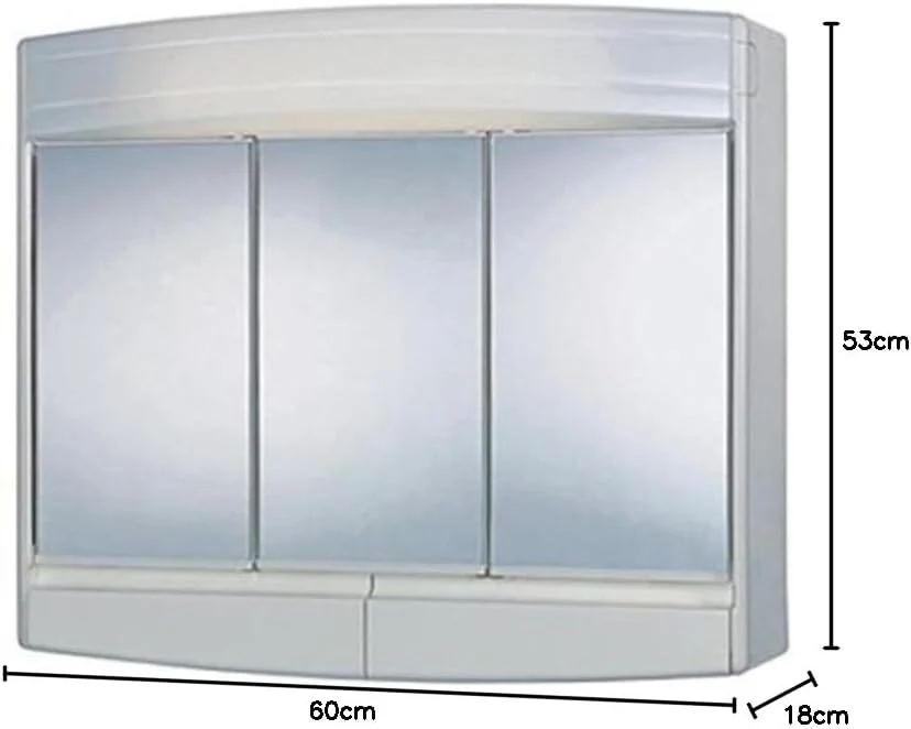 Sieper Spiegelschrank Topas Eco mit LED Beleuchtung 60 cm breit, Kunststoff Spiegelschrank in Weiß inkl. Steckdose - Image 4