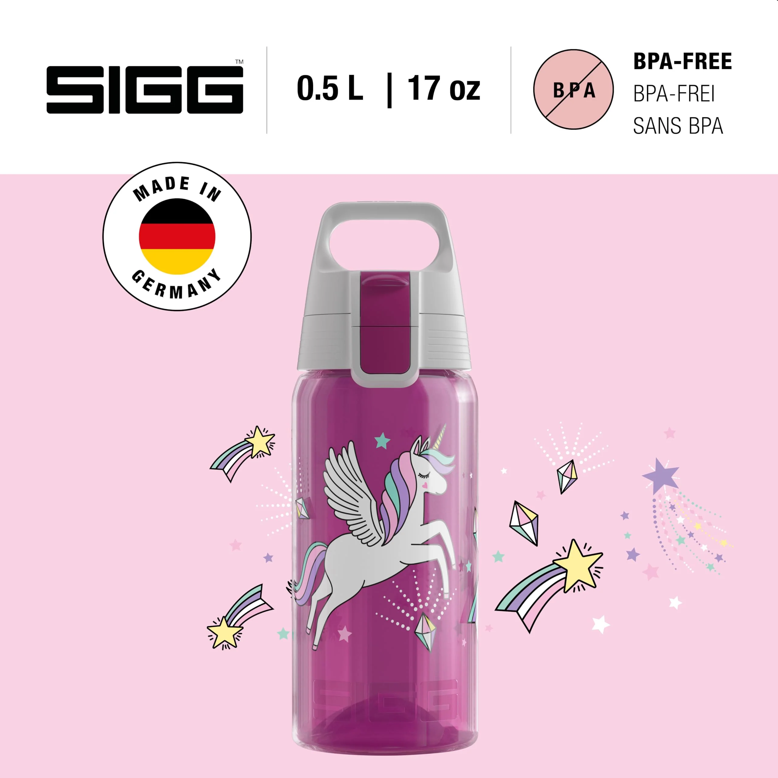 Sigg - Trinkflasche Kinder - Viva One Unifly - Für Kohlensäurehaltige Getränke Geeignet - Auslaufsicher - Spülmaschinenfest - BPA-frei - Sport & Schule - Rosa mit Einhorn - 0,5L - Image 6