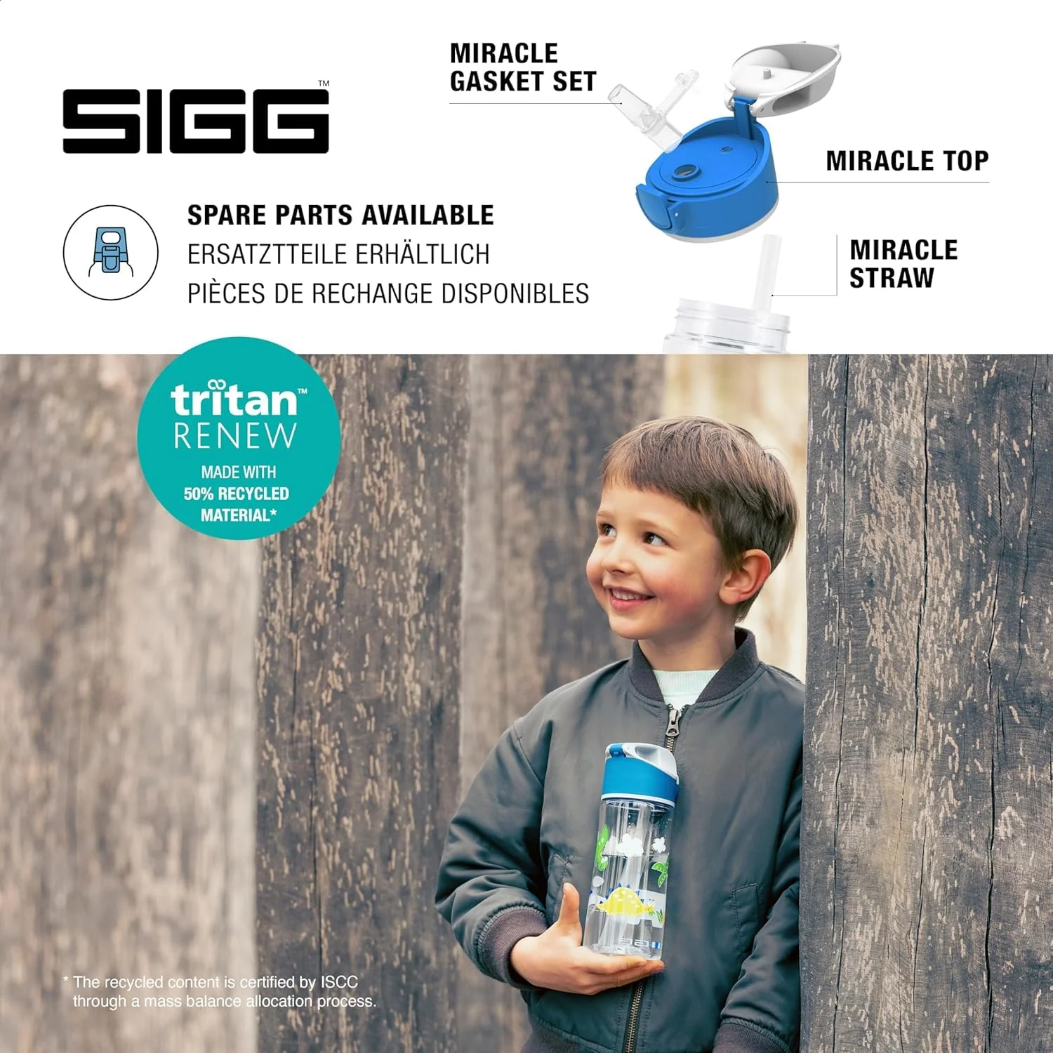 SIGG - Tritan Trinkflasche Kinder - Miracle Dinosaurier - Mit Trinkhalm - Auslaufsicher - Spülmaschinenfest - Microwellengeeignet - Kratzresistent - BPA-frei - Schule & Sport - Blau - 0,45L - Image 9