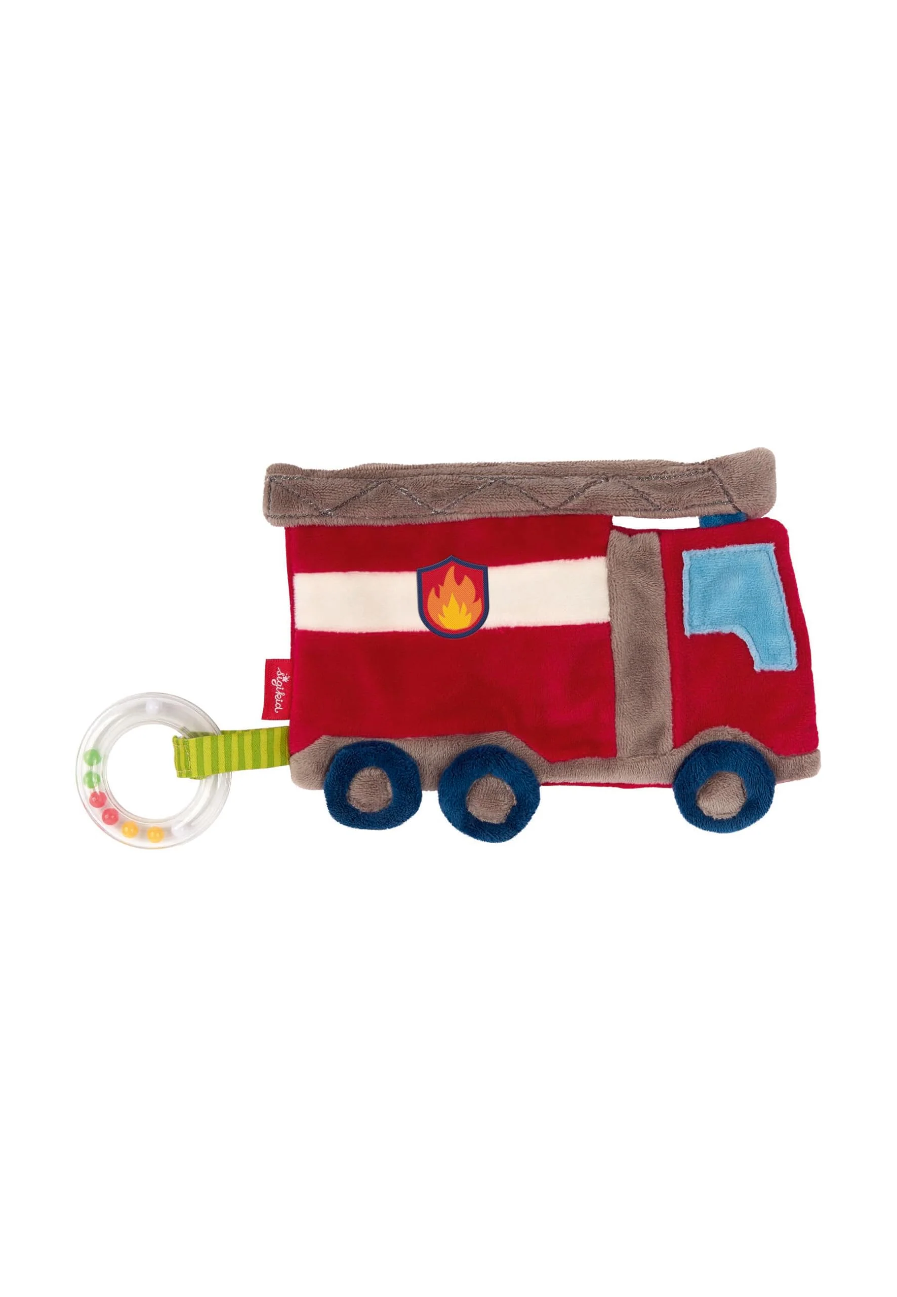 SIGIKID 42304 Aktiv-Knistertuch Feuerwehr PlayQ Mädchen und Jungen Babyspielzeug empfohlen ab Geburt rot, 1 Stück (1er Pack)