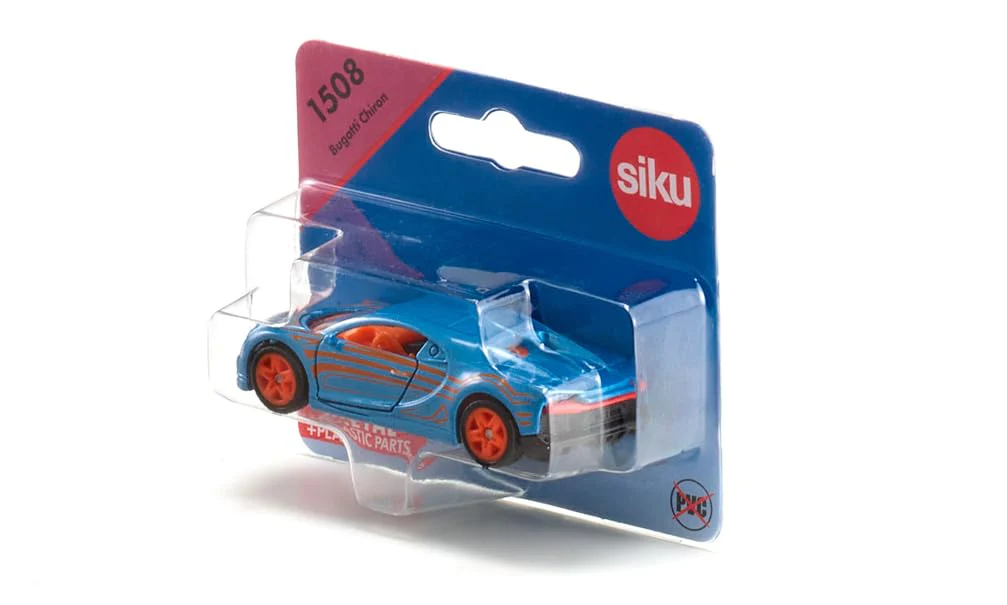 siku 1508, Bugatti Chiron Sportwagen, Spielzeugauto für Kinder, Metall/Kunststoff, Blau/Orange, Öffnende Türen - Image 2