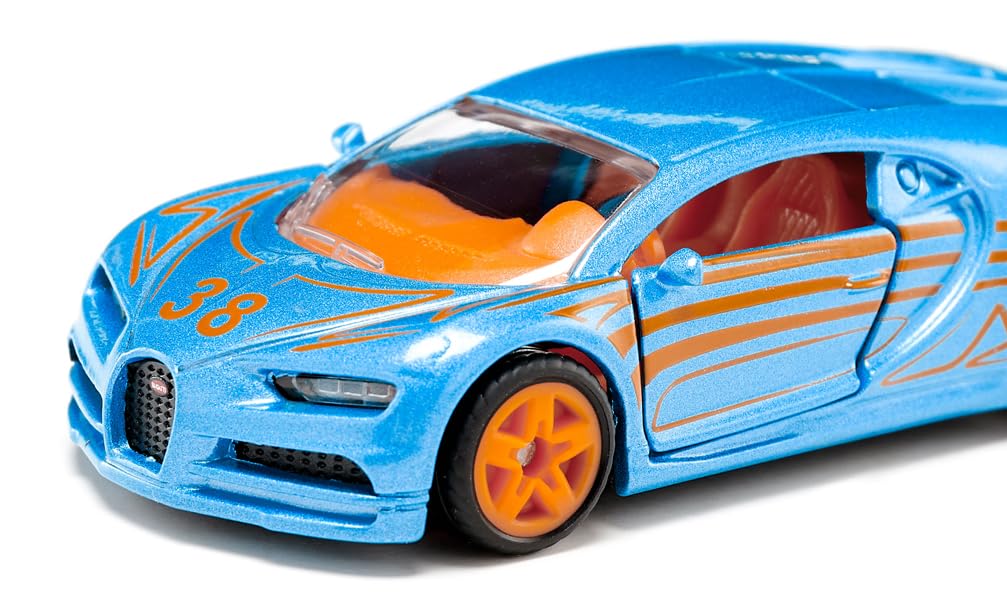 siku 1508, Bugatti Chiron Sportwagen, Spielzeugauto für Kinder, Metall/Kunststoff, Blau/Orange, Öffnende Türen - Image 6