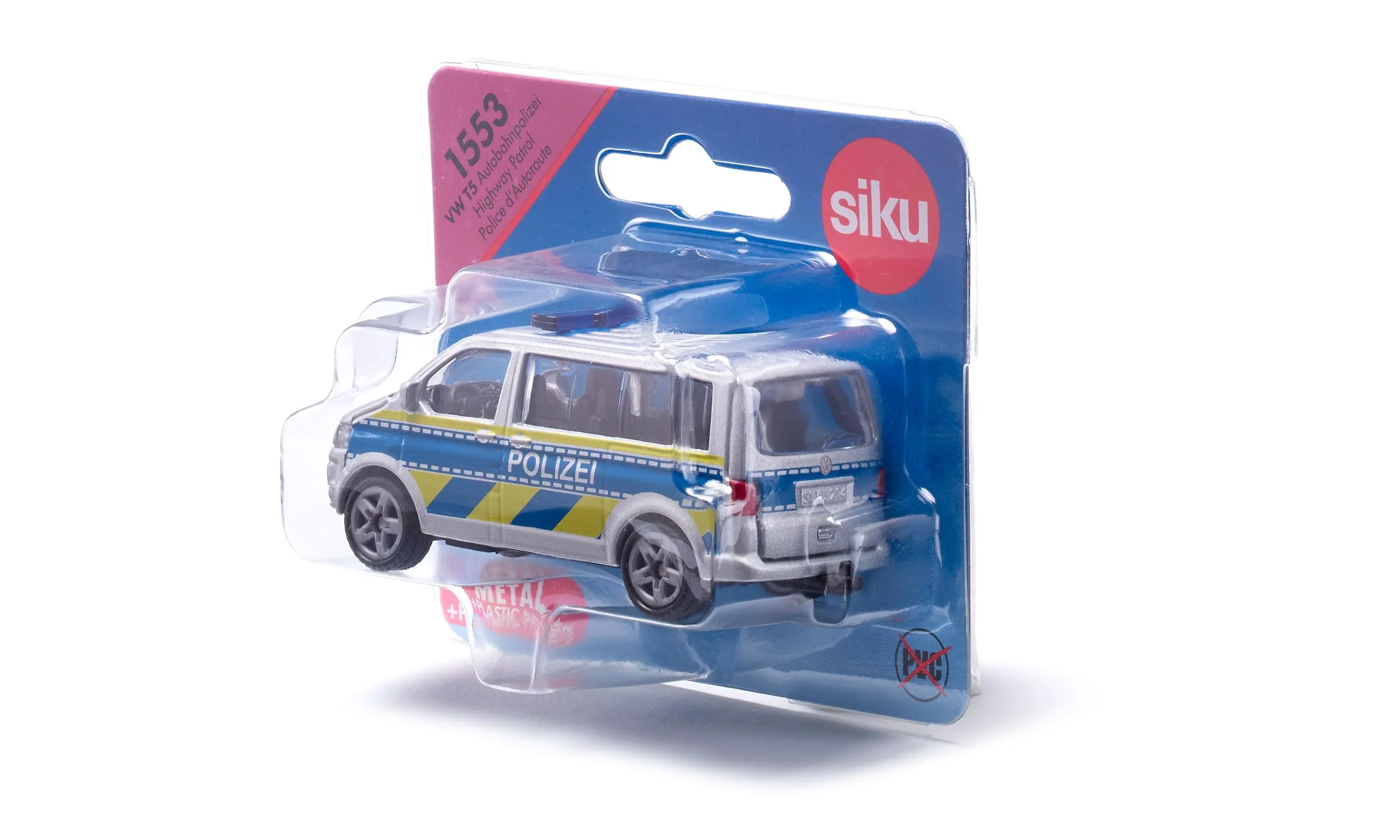 siku 1553, VW T5 Autobahnpolizei, Spielzeugauto für Kinder, Metall/Kunststoff, Silber, Öffenbare Heckklappe, Anhängerkupplung - Image 2