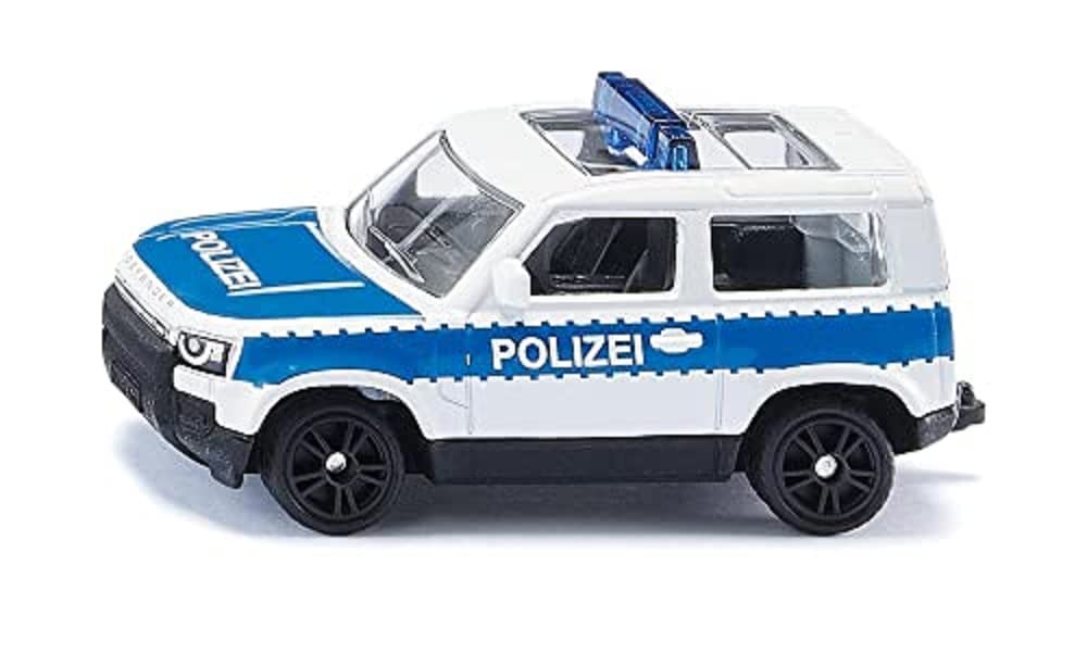 siku 1569, Land Rover Defender Bundespolizei, Polizei Spielzeug-Auto, Metall/Kunststoff, Silber/Blau, Gummierte Reifen, Sportfelgen, Blauer Signalbalken, Anhängerkupplung - Image 6