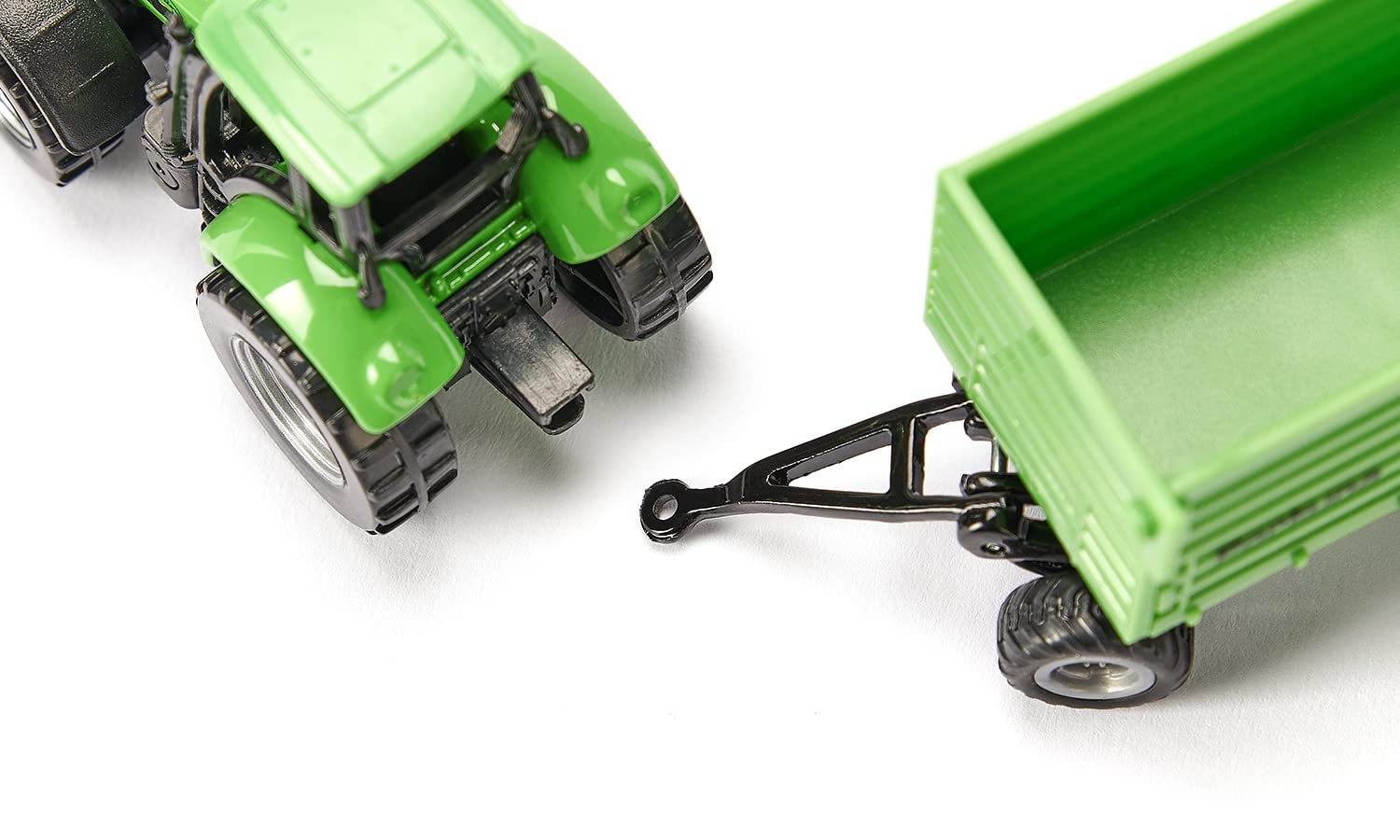 siku 1606, DEUTZ-FAHR-Traktor mit Fortuna 2-Achs Anhänger, Spielzeug, Metall/Kunststoff, Grün, Abnehmbare Kabine, Kippbare Mulde, mit gummierten Leichtlaufrädern, Anhängerkupplung - Image 5