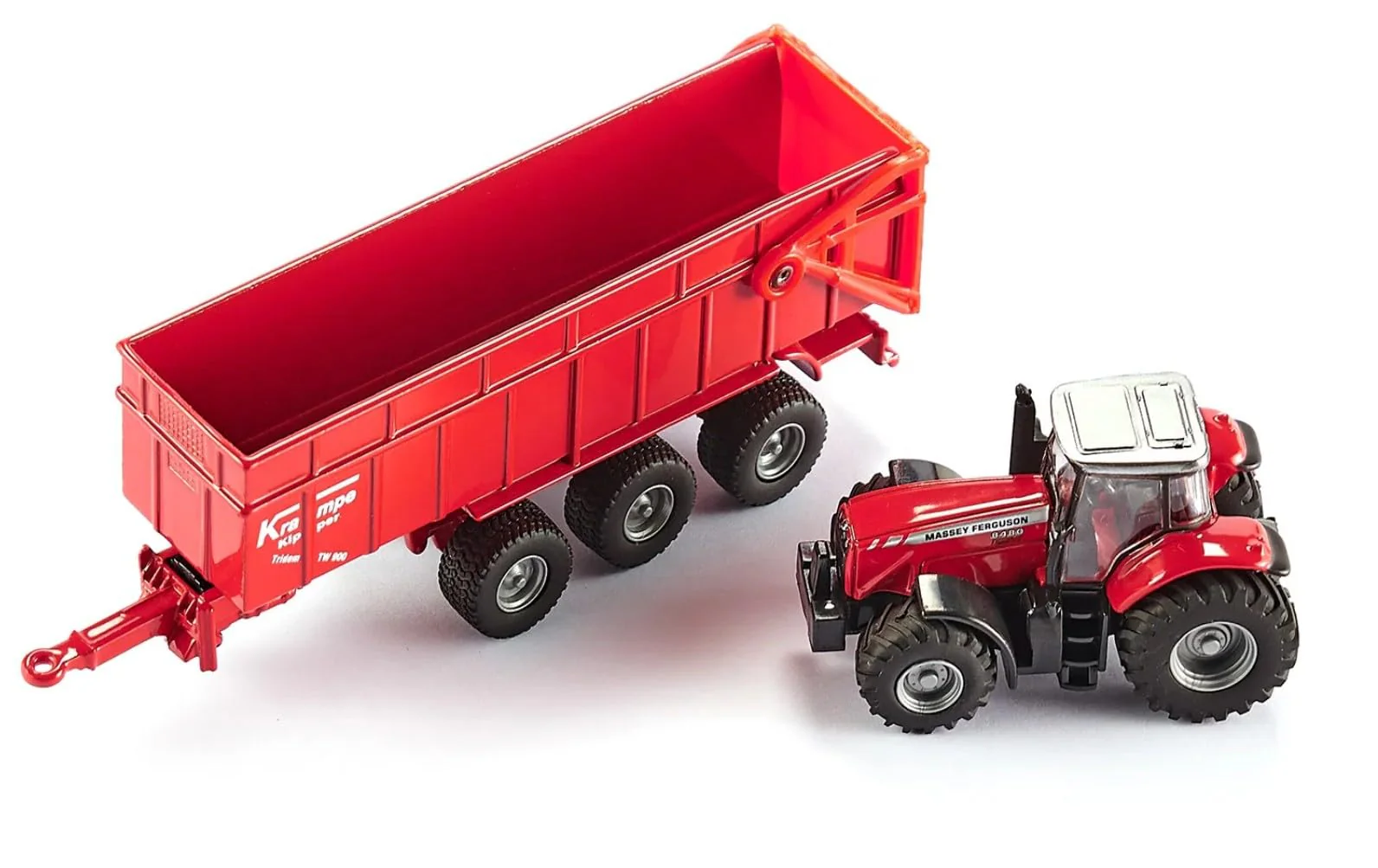 siku 1844, Massey Ferguson Traktor mit Anhänger, 1:87, Metall/Kunststoff, Rot, Kippbarer Anhänger - Image 3
