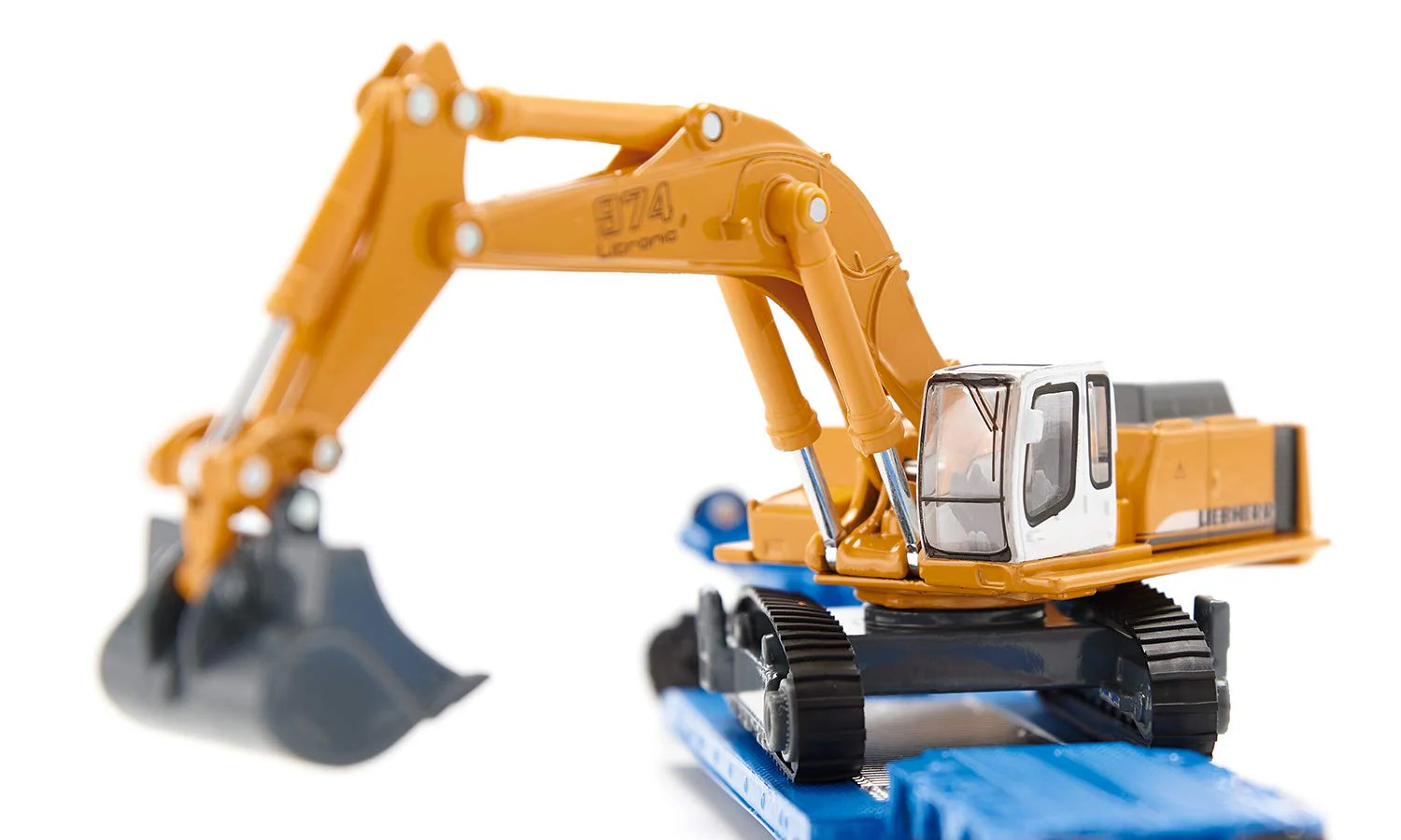 siku 1847, Schwertransporter mit Tiefbettauflieger, 1:87, Metall/Kunststoff, Blau/Gelb, Abkoppelbarer Auflieger - Image 5