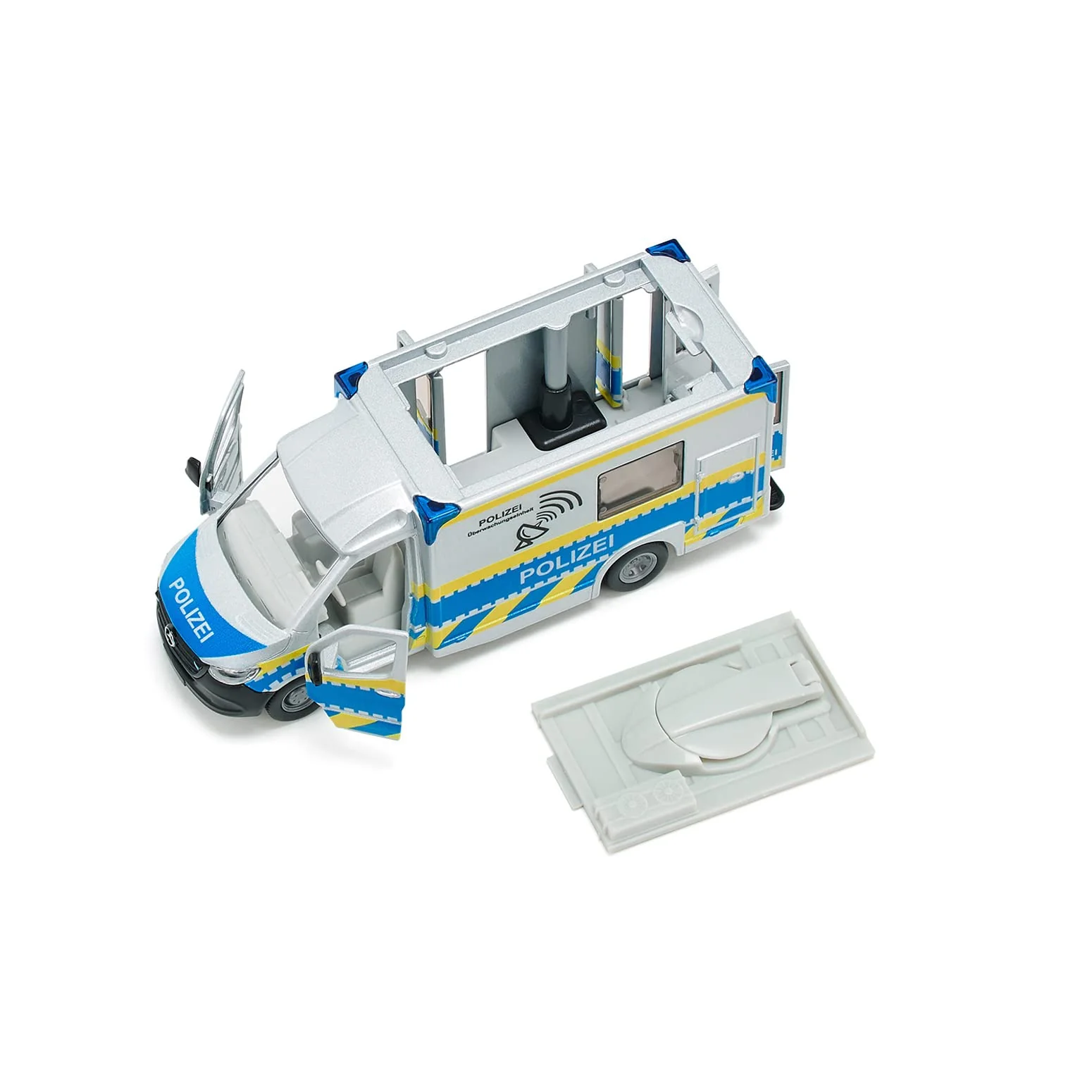 Siku 2301, Polizeiauto Mercedes-Benz Sprinter, Polizei-Spielzeug, 1:50, Metall/Kunststoff, Blau/Weiß, Drehbare Satellitenschüssel, Abnehmbares Dach, Diverse Türen zum Öffnen - Image 4