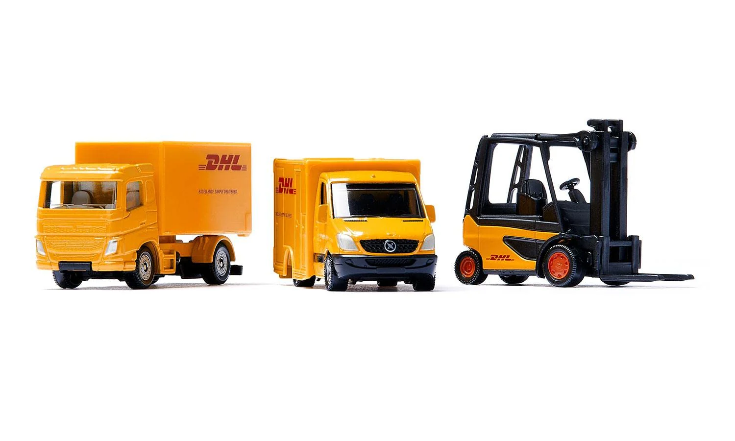 siku 6335, Geschenkset DHL Logistik, inkl. LKW, Gabelstapler, Paket-Lieferwagen, Paletten und Pakete, Metall/Kunststoff, Gelb, Bewegliche Teile - Image 7