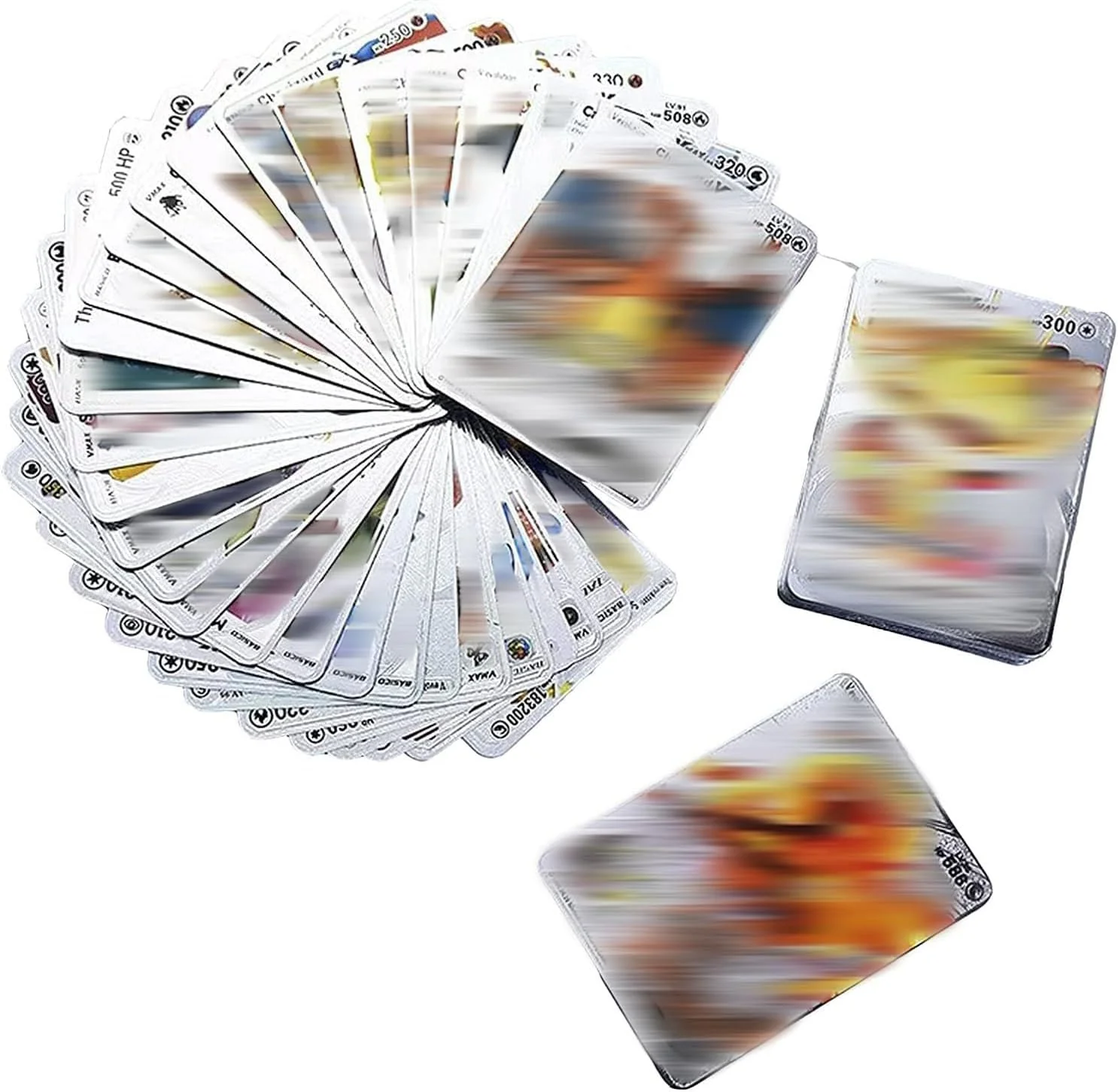 Silber Seltene Karten Set, 55 Stück Cartoon Sammelkarten, Anime Karten Keine Duplikate Karikaturen Trading Seltener Folienkarten für Kinder(Deutsch)