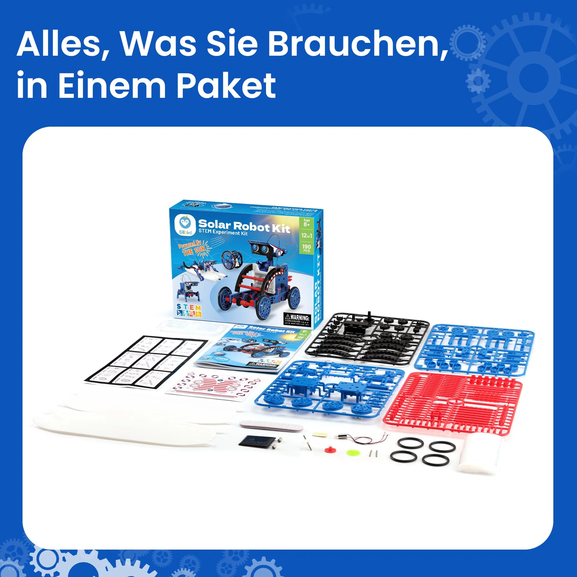Sillbird Solar STEM Roboter Bausatz, 12-in-1 Lernspielzeug für Kinder Jungen ab 8 Jahren, Kreative Geschenke für Weihnachten und Geburtstage, 190 Teilen - Image 2