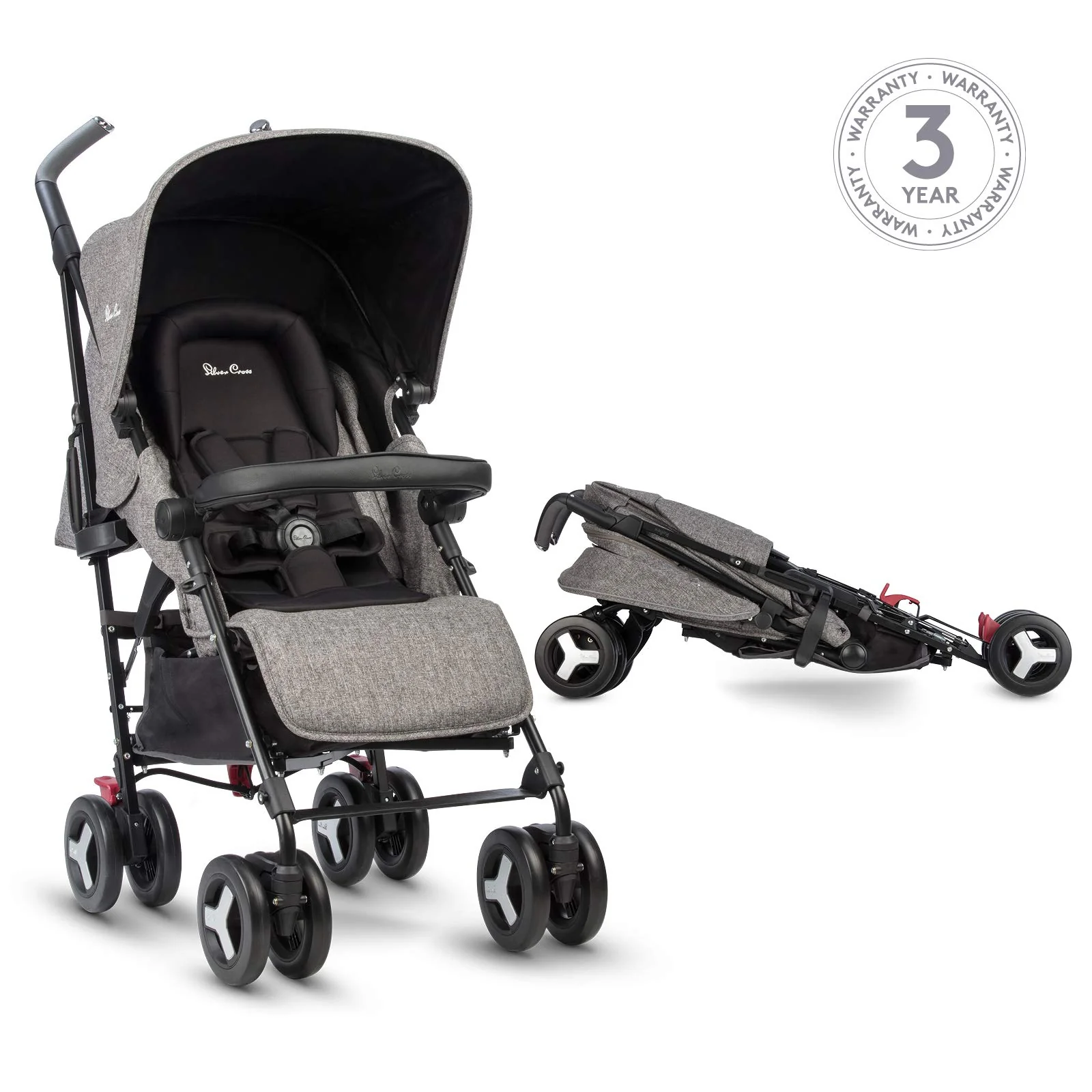 Silver Cross Reflex Kinderwagen, kompakt und leicht, voll neigbar, für Babys bis Kleinkinder, Premium-Kinderwagen – Brompton - Image 3