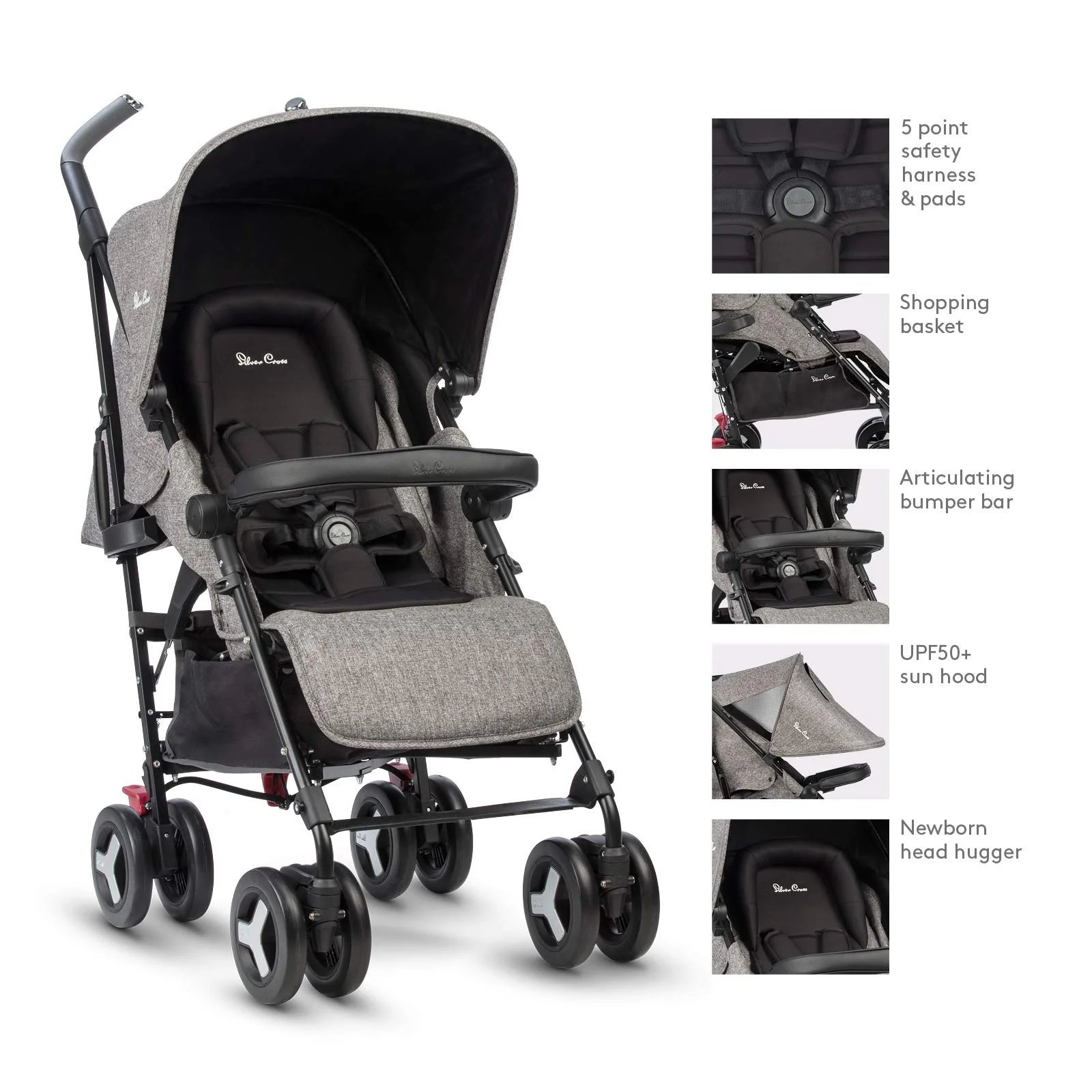 Silver Cross Reflex Kinderwagen, kompakt und leicht, voll neigbar, für Babys bis Kleinkinder, Premium-Kinderwagen – Brompton - Image 6