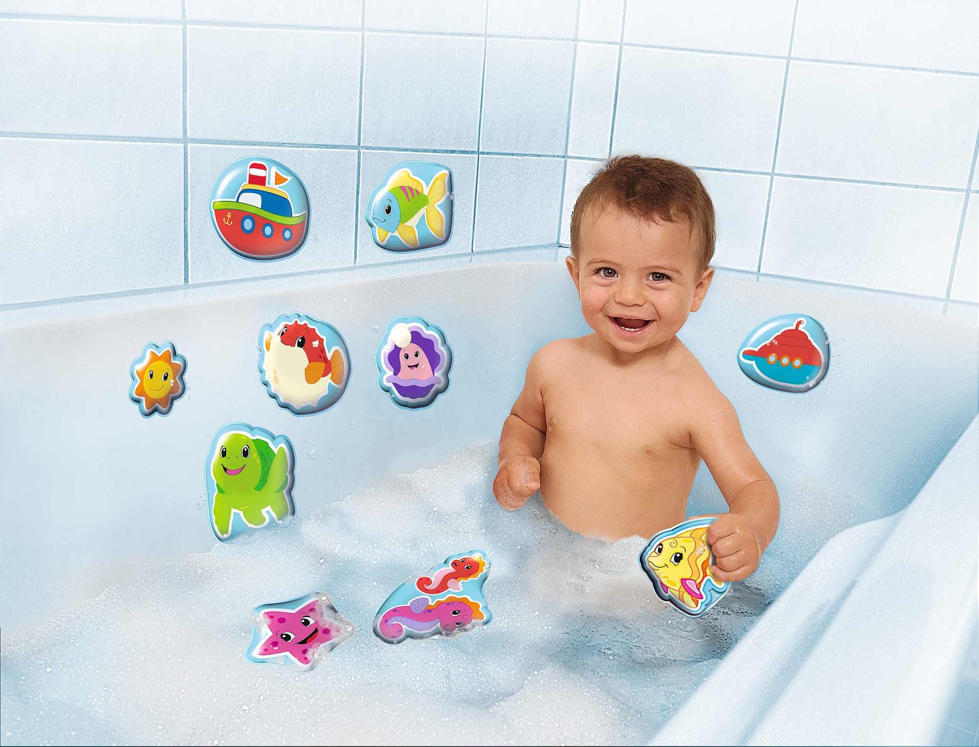Simba 104010196 - ABC Magisches Badepuzzle, Badesticker, 10 Stück, 10cm, Haften am Badewannenrand, Badespaß, Bunte Motive, Farbwechsel, Badewannenspielzeug, ab 12 Monaten - Image 4