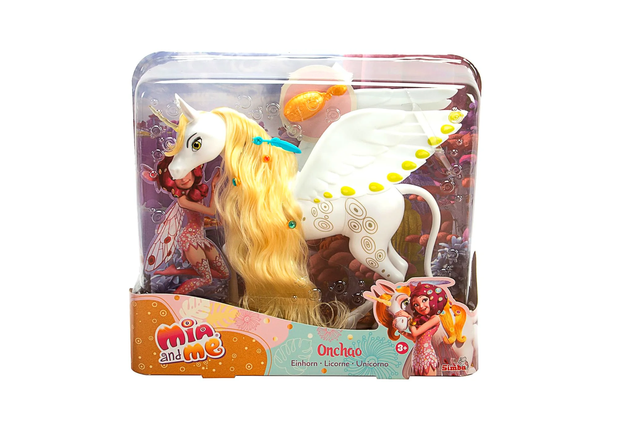 Simba 109480093 - Mia and Me Einhorn Onchao, mit beweglichen Flügeln, Haarclips, Bürste zum Frisieren, Spielpferd, Pony, Centopia, ab 3 Jahren, Rosa