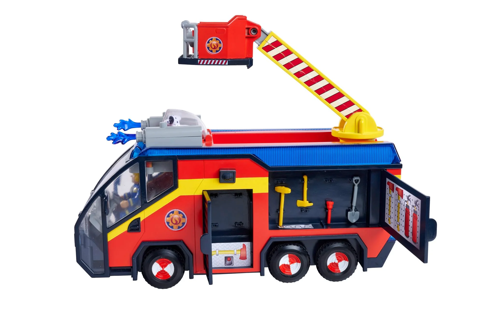 Simba Feuerwehrmann Sam Feuerwehrauto Jupiter mit Leuchteffekten – Robustes Spielzeugfahrzeug für Kinder ab 3 Jahren, großes Einsatzfahrzeug mit Sound und Licht, Feuerwehrfans - Image 14