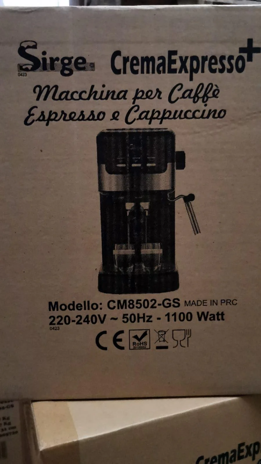 Sirge CREMAEXPRESSO+ Espresso- und Cappuccino-Kaffeemaschine mit 2 Filtern, 1100 W, 15 bar [Pumpe Made in Italy], Wassertank 1,25 l abnehmbar • Cappuccino Dampfdüse schwarz - Image 2