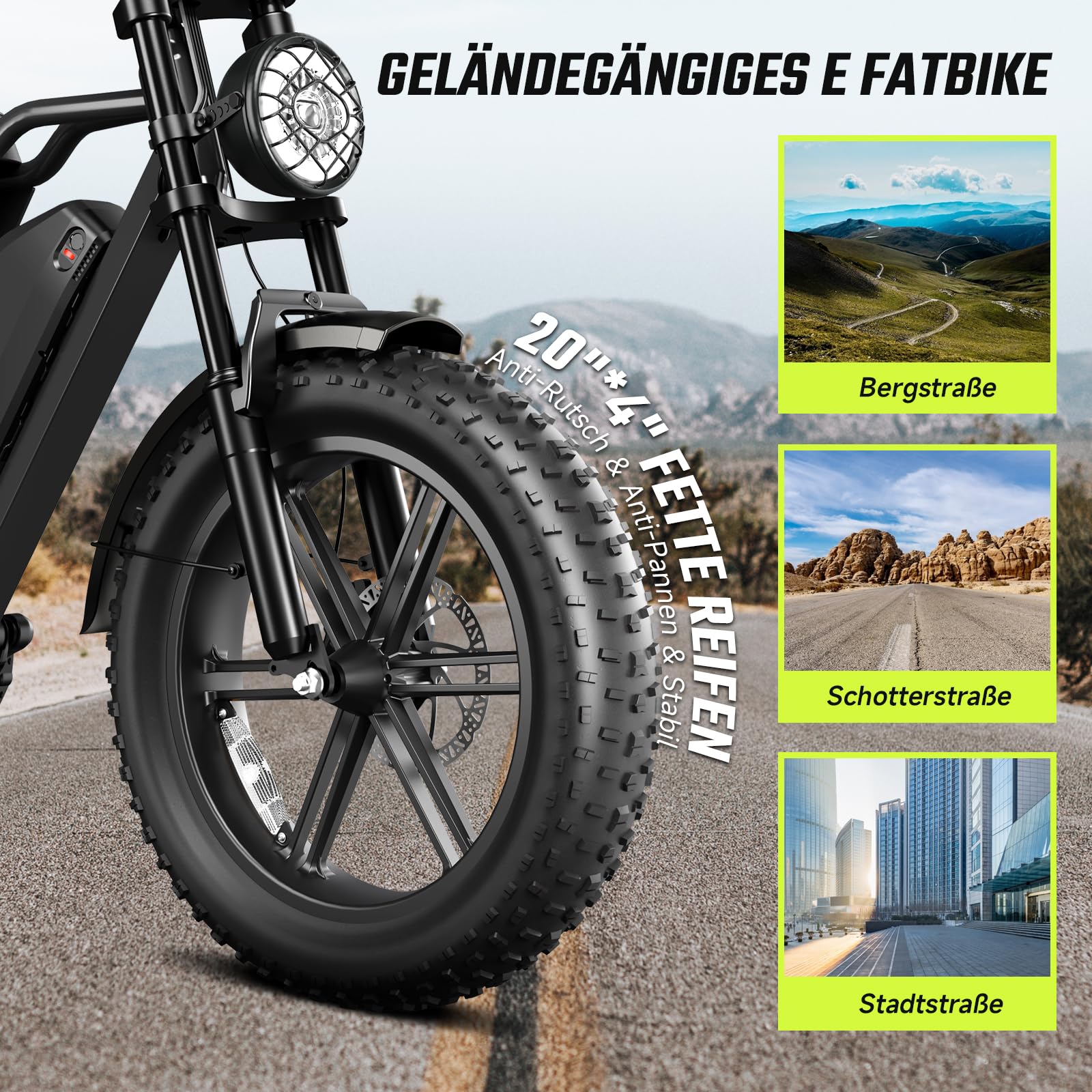 SISIGAD E Bikes Mountainbike Fatbike 20 Zoll Elektrofahrrad Herren Damen Elektro Fahrrad mit LCD Display und App, E Fatbike 36V 13Ah Batterie 250W Motor 25km/h E Fahrrad - Image 2