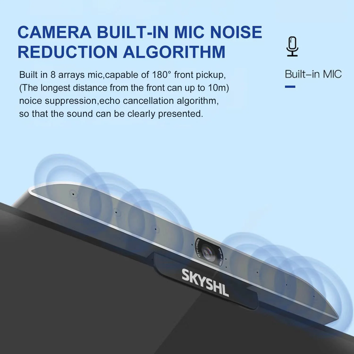 SKYSHL Ultra-HD 4K Kamera für Videokonferenzen 8 MIC Webcam Videokonferenzsystem mit Rauschunterdrückung,AI Tracking, Autofokus, Digitalzoom, für Besprechungsräume/Spiele/Unterricht/Streaming-VCC4K - Image 2