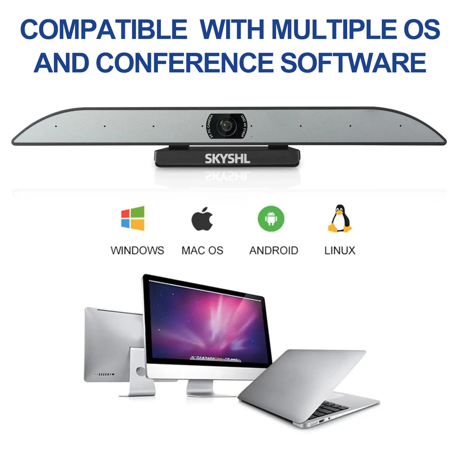 SKYSHL Ultra-HD 4K Kamera für Videokonferenzen 8 MIC Webcam Videokonferenzsystem mit Rauschunterdrückung,AI Tracking, Autofokus, Digitalzoom, für Besprechungsräume/Spiele/Unterricht/Streaming-VCC4K - Image 6