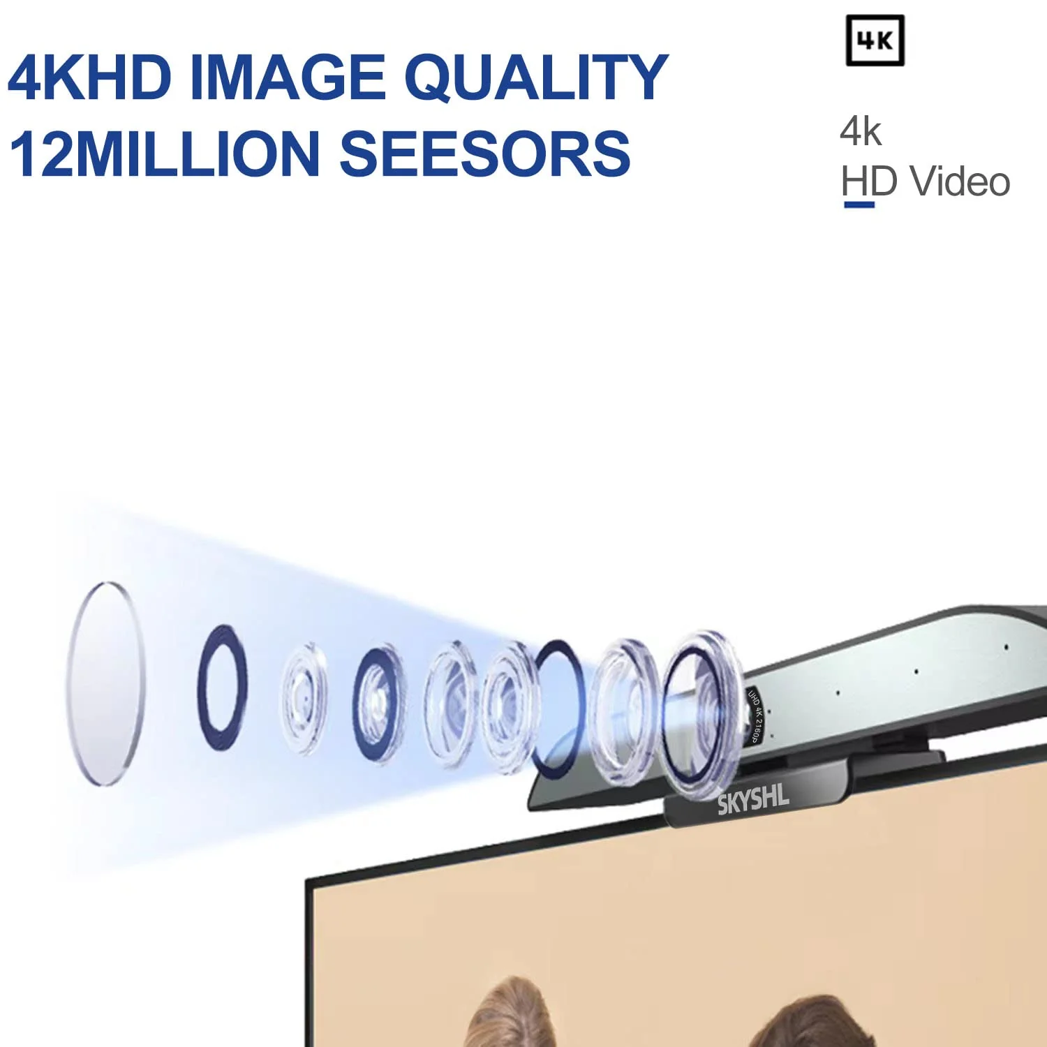 SKYSHL Ultra-HD 4K Kamera für Videokonferenzen 8 MIC Webcam Videokonferenzsystem mit Rauschunterdrückung,AI Tracking, Autofokus, Digitalzoom, für Besprechungsräume/Spiele/Unterricht/Streaming-VCC4K - Image 7