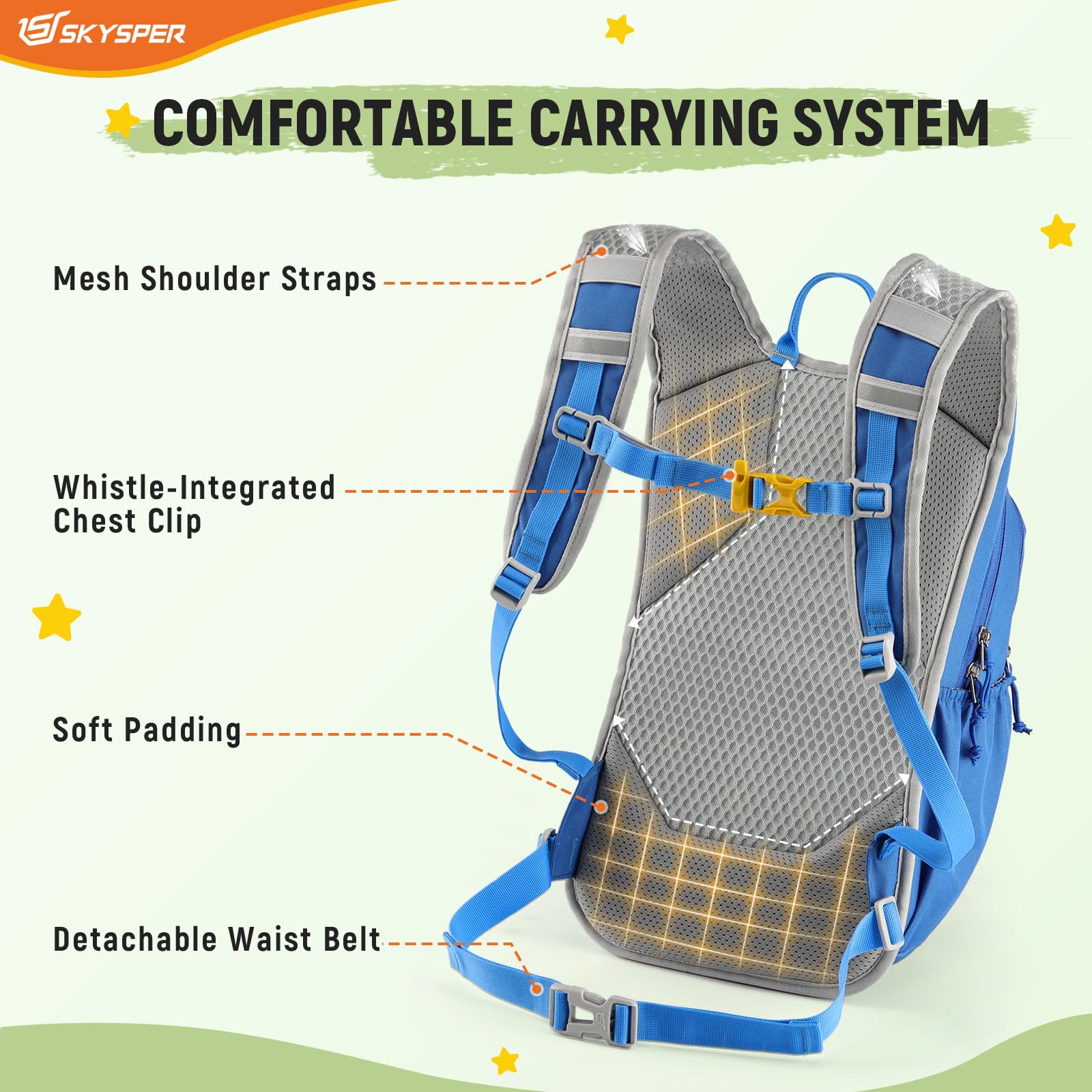 SKYSPER Wanderrucksack Kinder 15L, Rucksack Kinder für 3-10 Jährige Jungen & Mädchen in Geeignet zum Wandern, für Outdoor-Aktivitäten oder zum Campen - Image 5