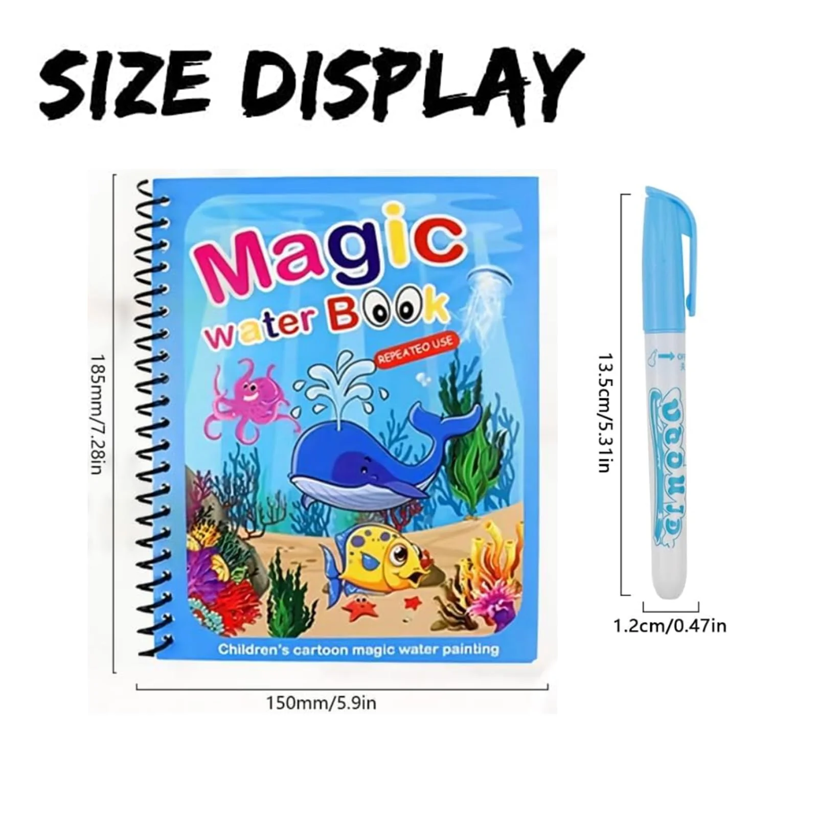 SLshiBo Wassermalbuch 4 Stück Water Wow Malbuch, Magic Water Colouring Book mit Wasserstift, Wiederverwendbares Magisches Malbücher set, Wasser Malbuch Doodle für Kinder - Image 7