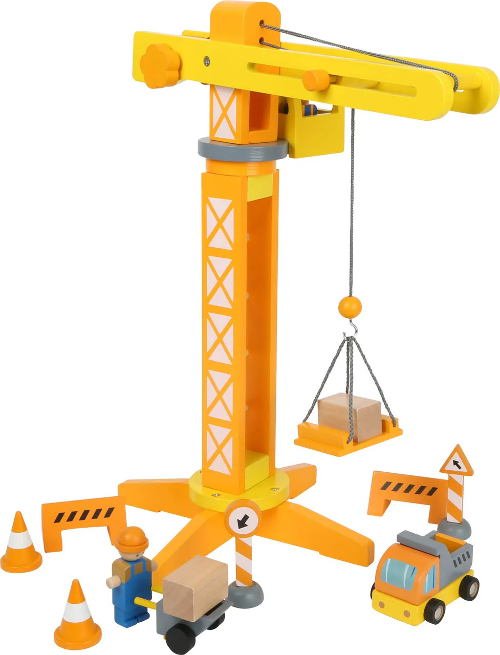 small foot Baukran mit Baustellenzubehör aus Holz, Spiel-Set für Kinder ab 3 Jahren, 12007 - Image 7