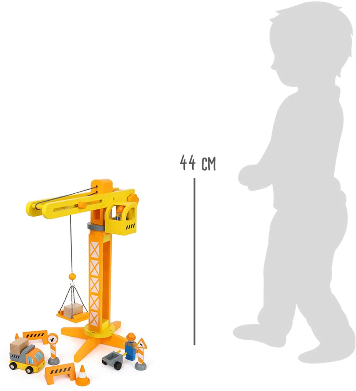 small foot Baukran mit Baustellenzubehör aus Holz, Spiel-Set für Kinder ab 3 Jahren, 12007 - Image 8