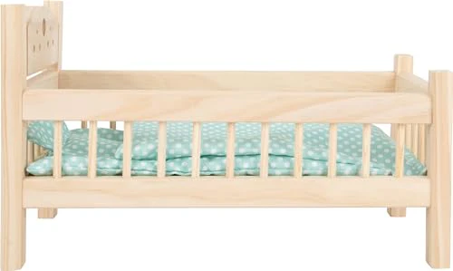 small foot Puppenbett aus Holz, Puppenmöbel-Zubehör, Kissen und Decke im Herz-Design, ab 3 Jahren, 9601, Klein - Image 5