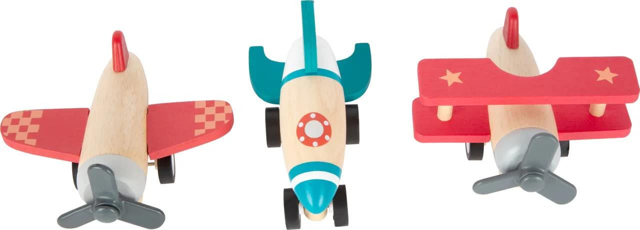 Small Foot Rückziehflieger und-raketen-Set, mit DREI tollen Fliegern, aus robustem Holz, ab 12 Monaten, 11884 Spielzeug - Image 4