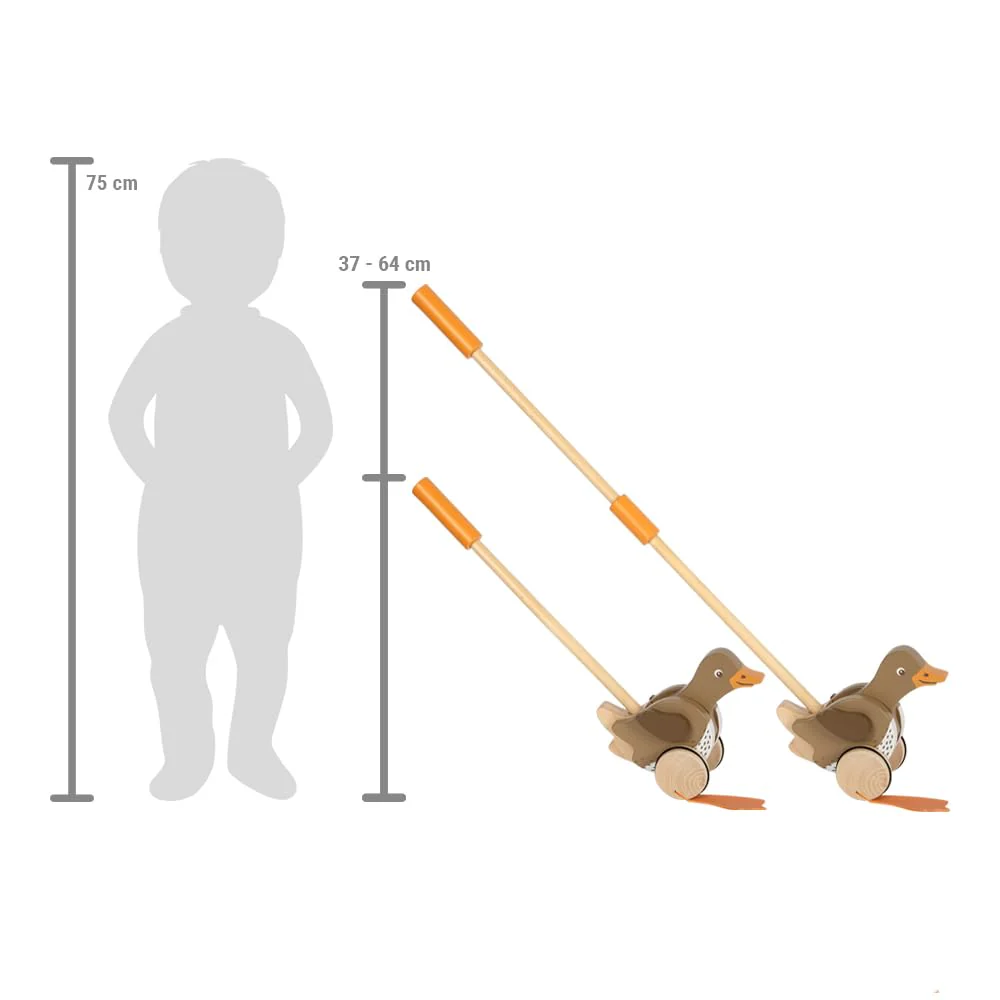 small foot Schiebetier Ente mit beweglichem Kopf aus Holz, hilft beim Laufenlernen, Schiebespielzeug für Kinder ab 18 Monaten, 12493 - Image 3
